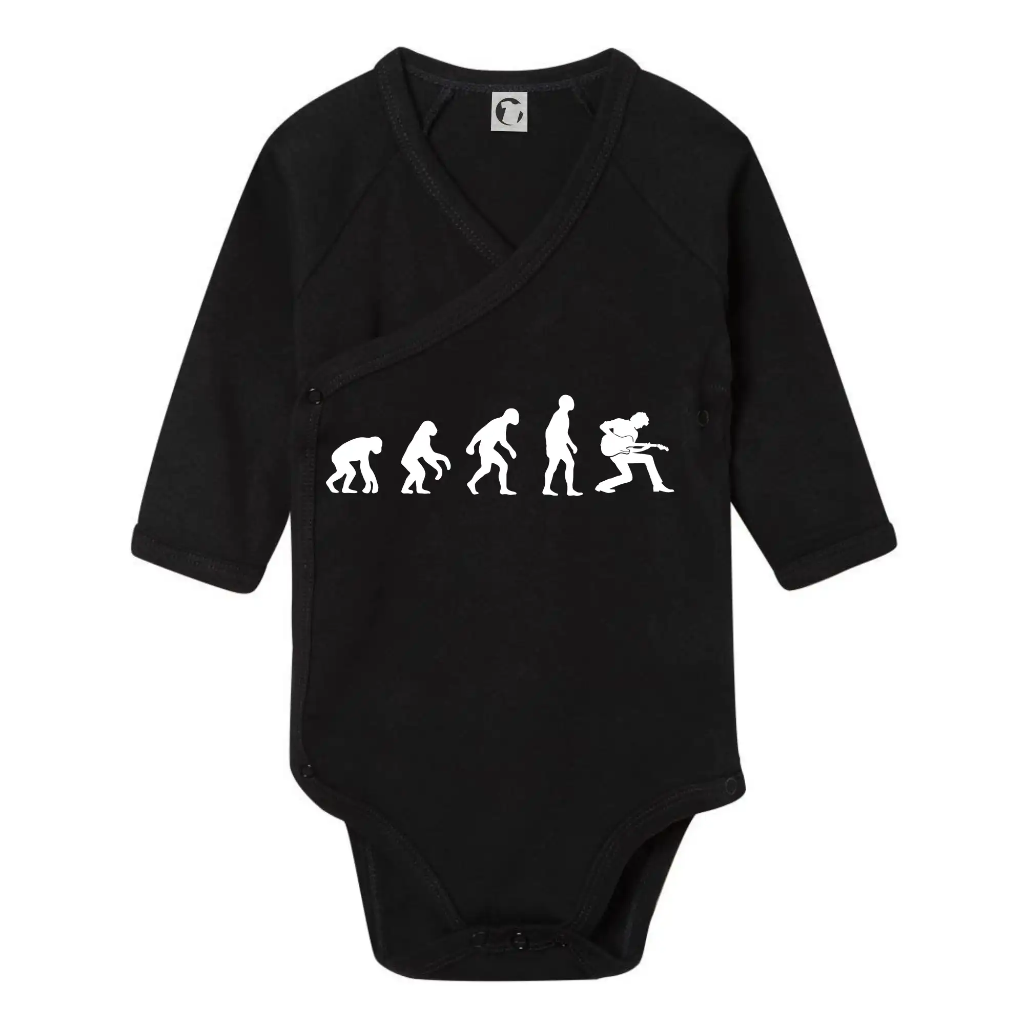 Evolúcia gitarista - kľačiaci - Body zavinovacie s dlhým rukávom