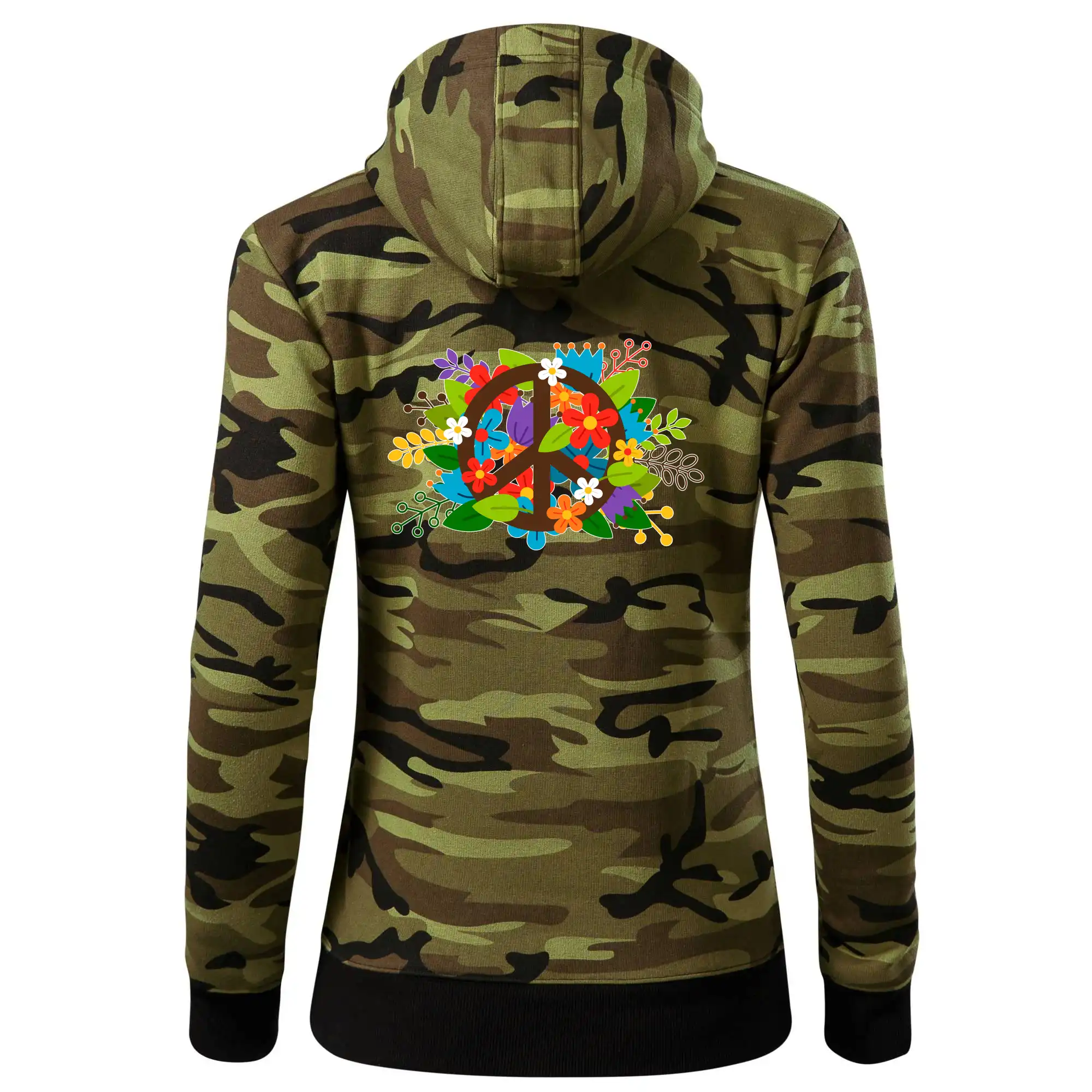 Peace symbol prorostlý květinami