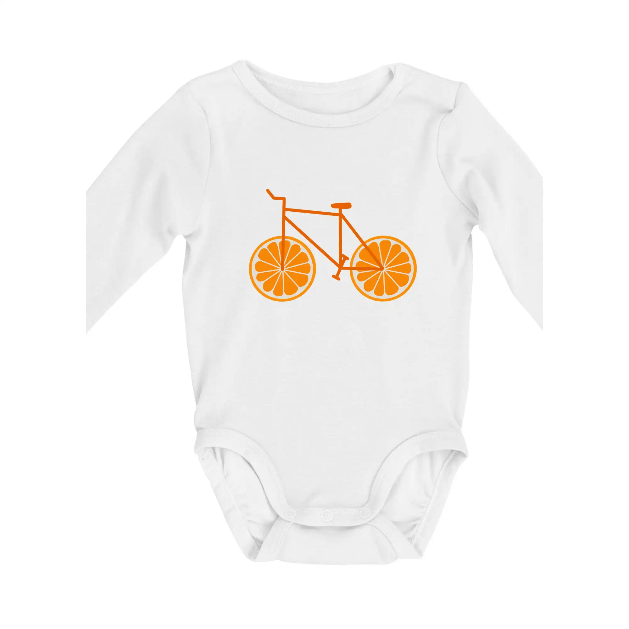 Tričko ako darček pre cyklistu - Bicykel pomaranč - Body dojčenské s dlhým rukávom