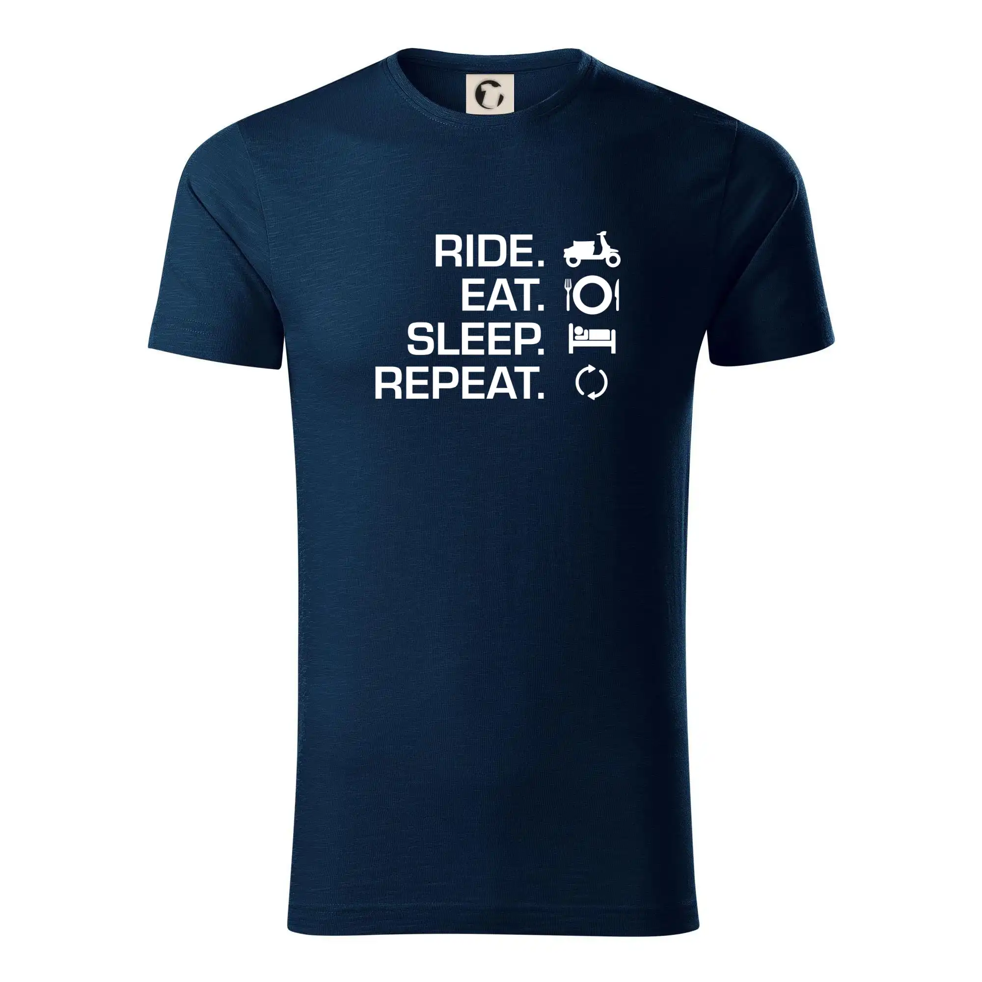 Tričko sa skútrom - Ride Eat Sleep Repeat moto skúter - Tričko z organickej bavlny