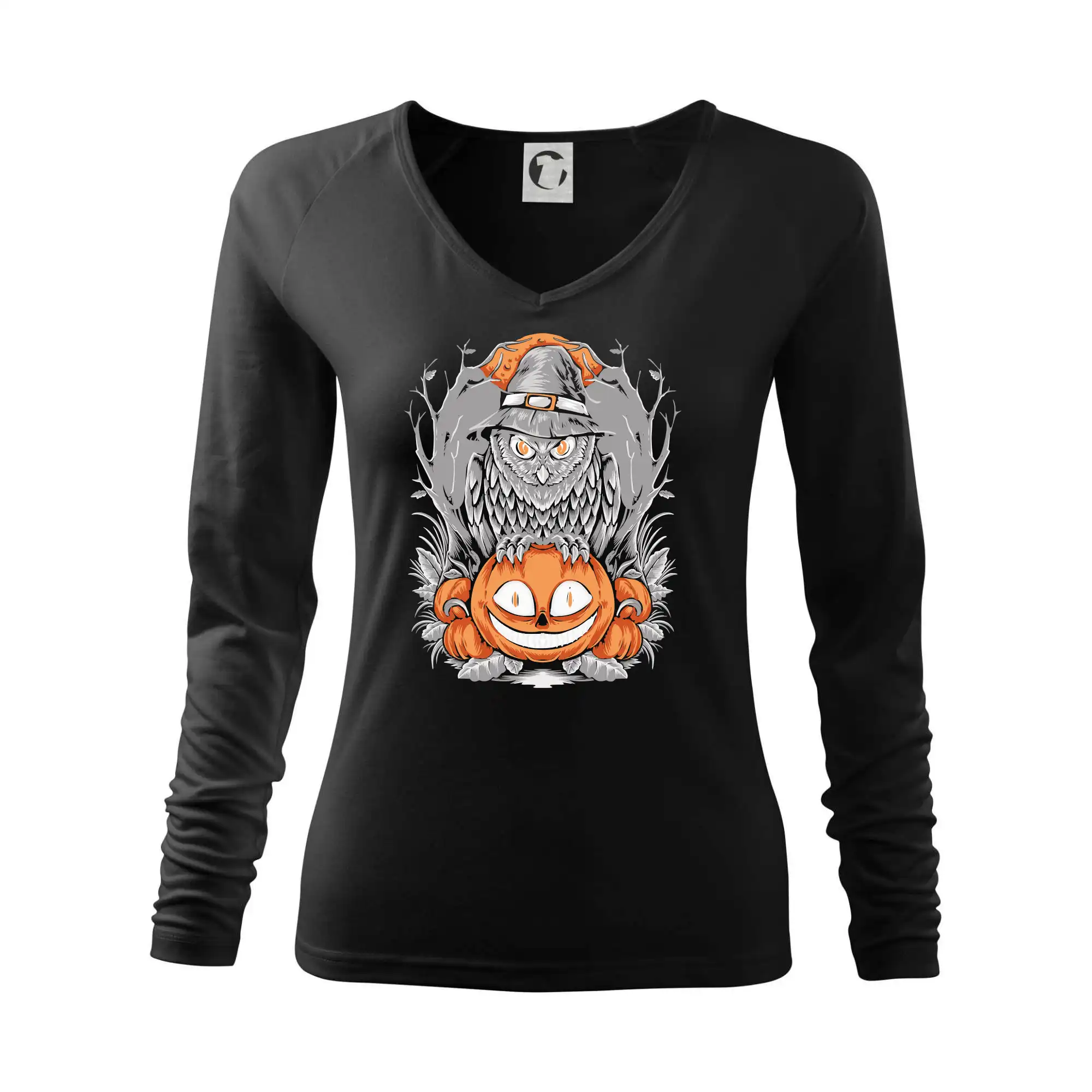 Grafické tričká - Tekvica a sova - Tričko dámske Elegance