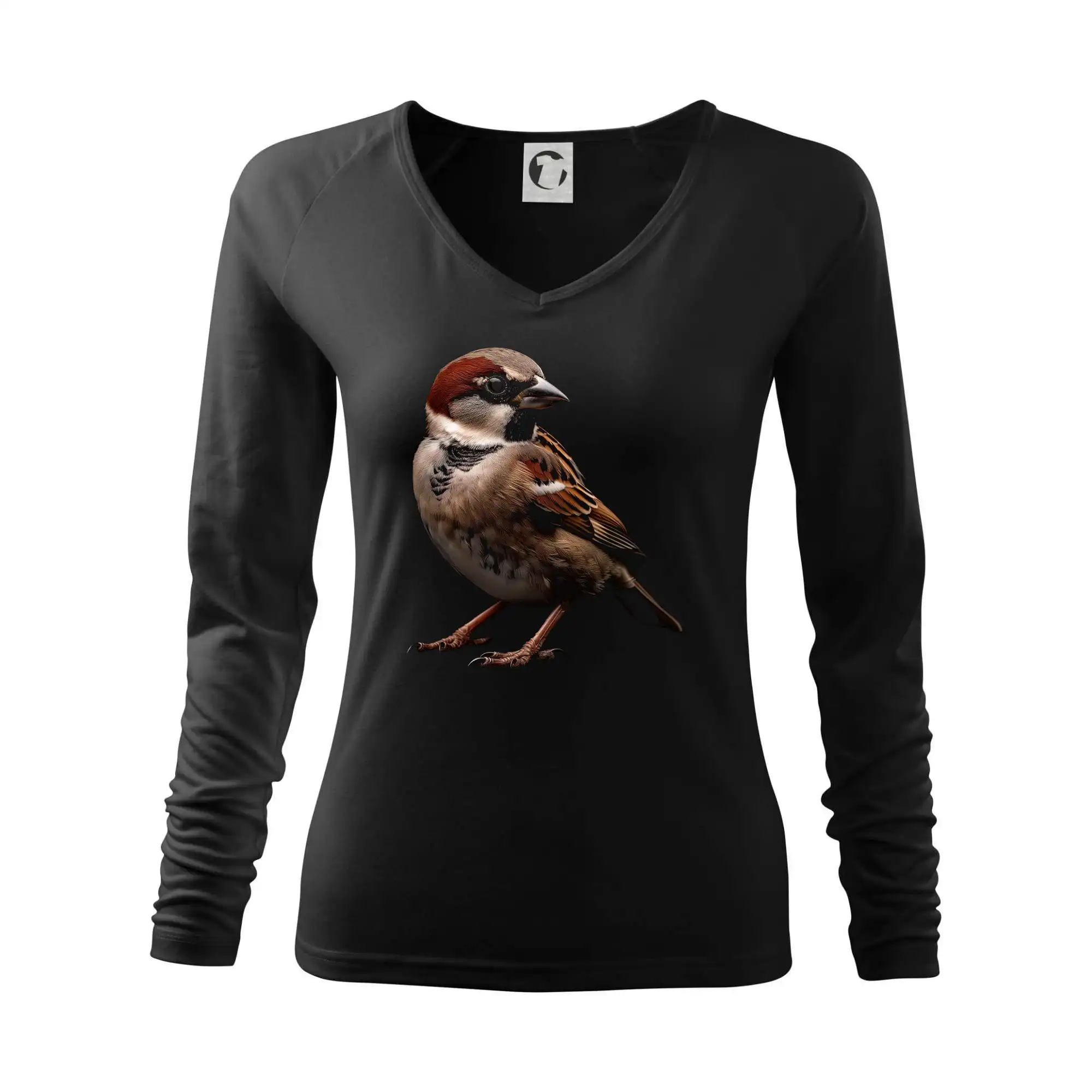Tričko s motívmi vtákov - Vrabec poľná čierna fotka - Tričko dámske Elegance