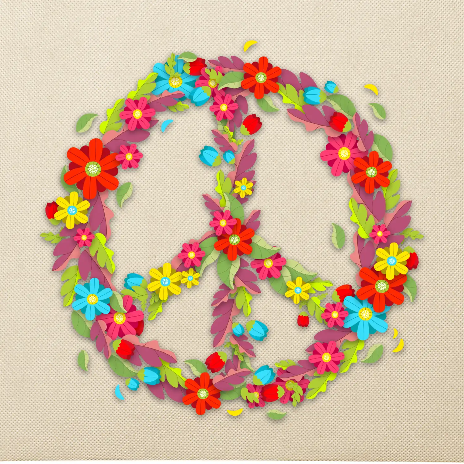 Peace symbol červené květiny