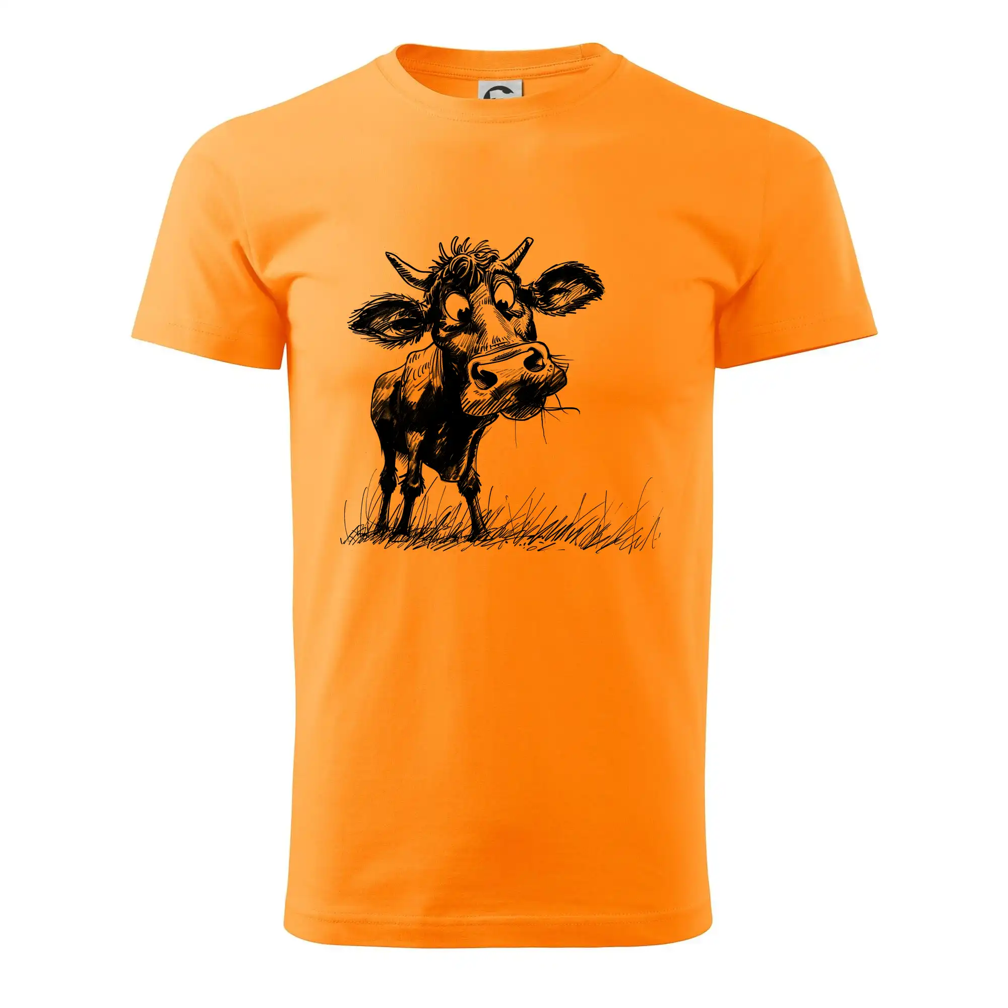 Černobílá karikatura kráva stojící