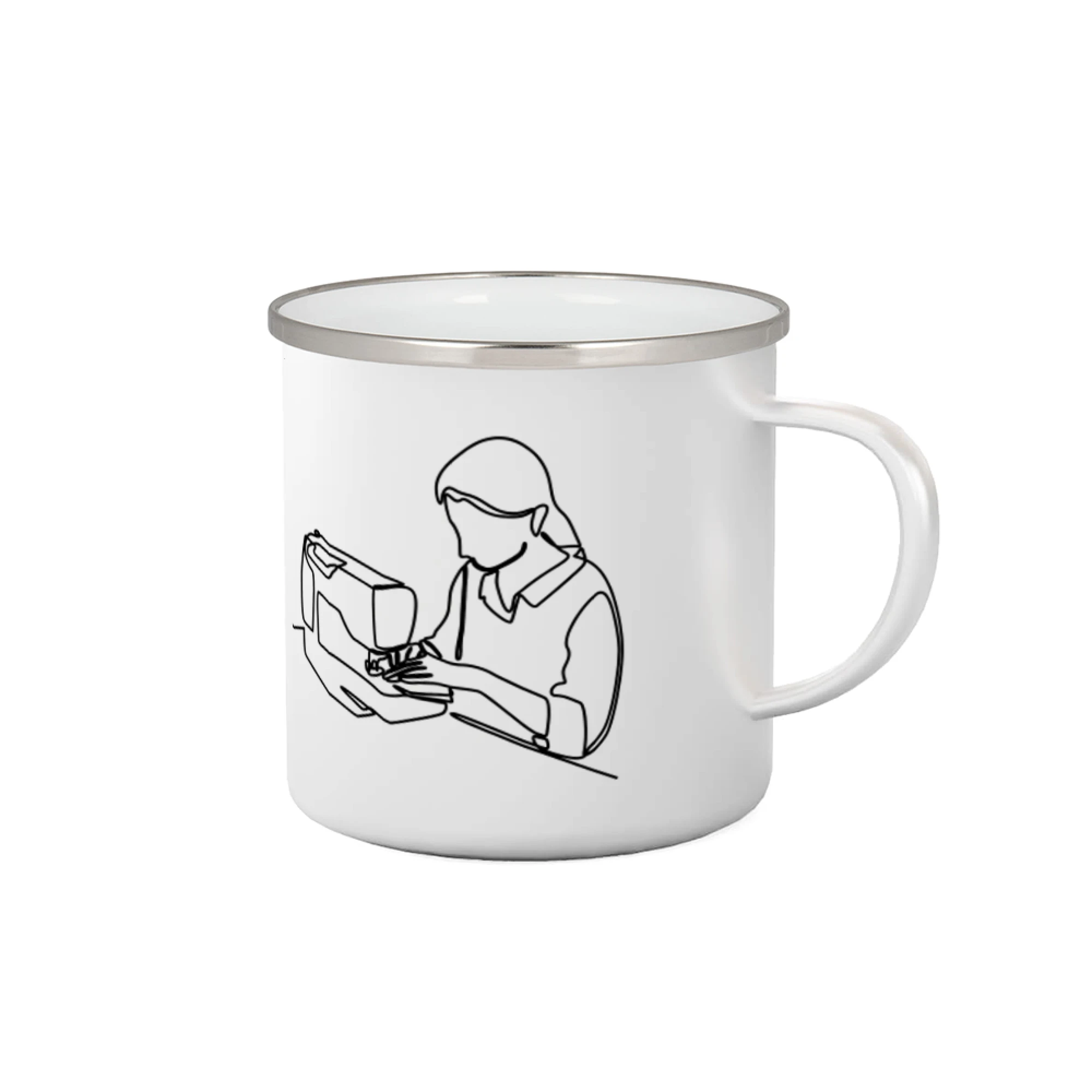 Tričká a mikiny s obrázkami jedným ťahom - Krajčírka a šijací stroj jedným ťahom - Plecháčik