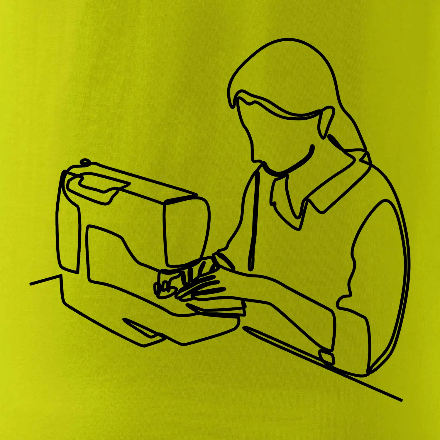 Švadlena a šicí stroj jedním tahem