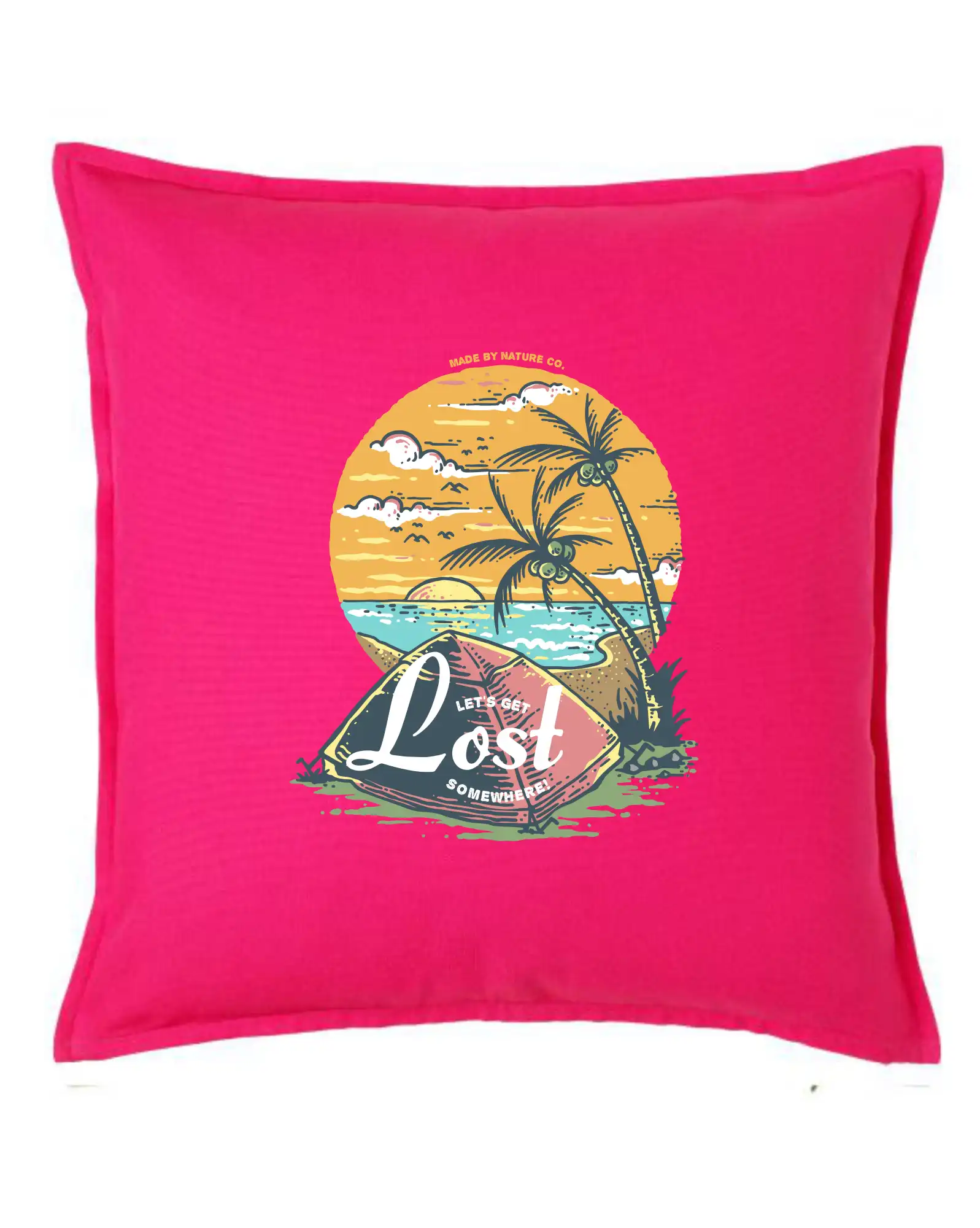 Trička na kempovanie - Beach camping get lost somewhere - Vankúš 50x50