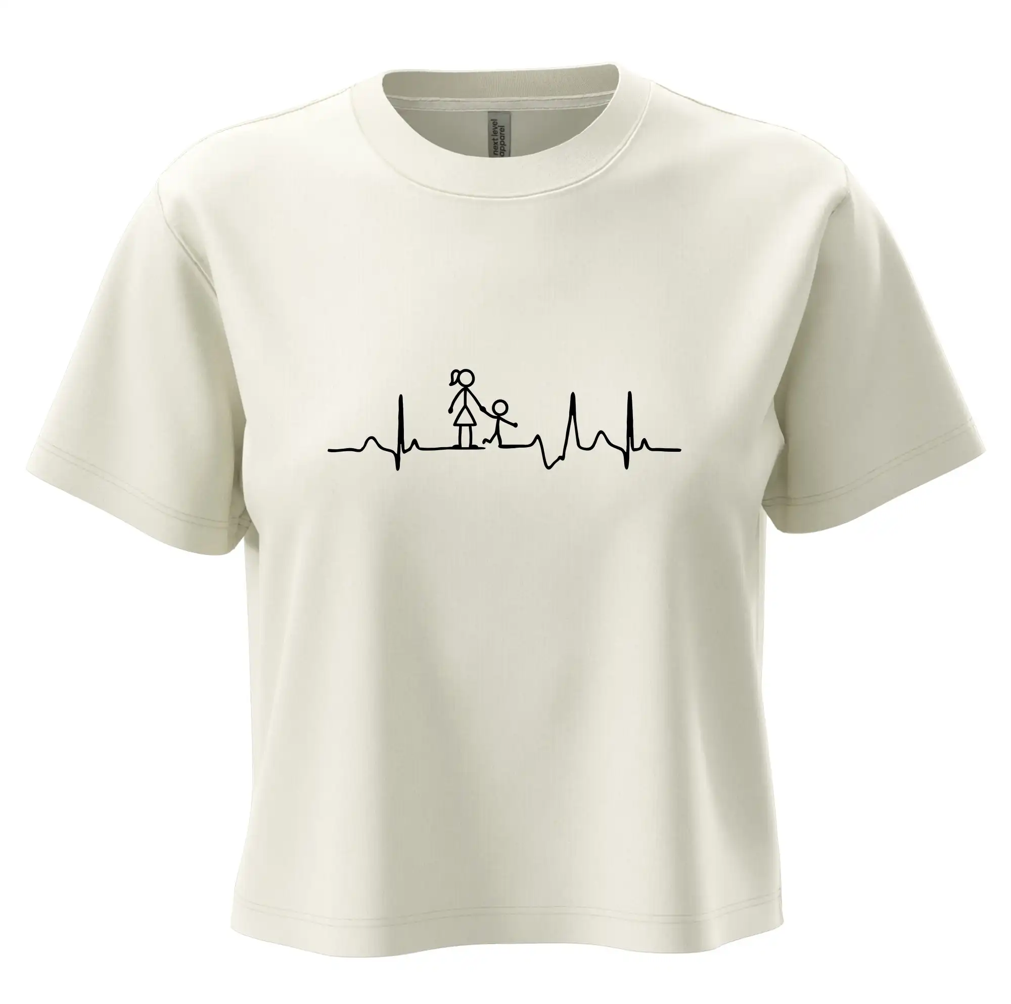 Tričká a mikiny pre mamičky - Ekg mamička a chlapec - Boxy cropped tričko OVERSIZE