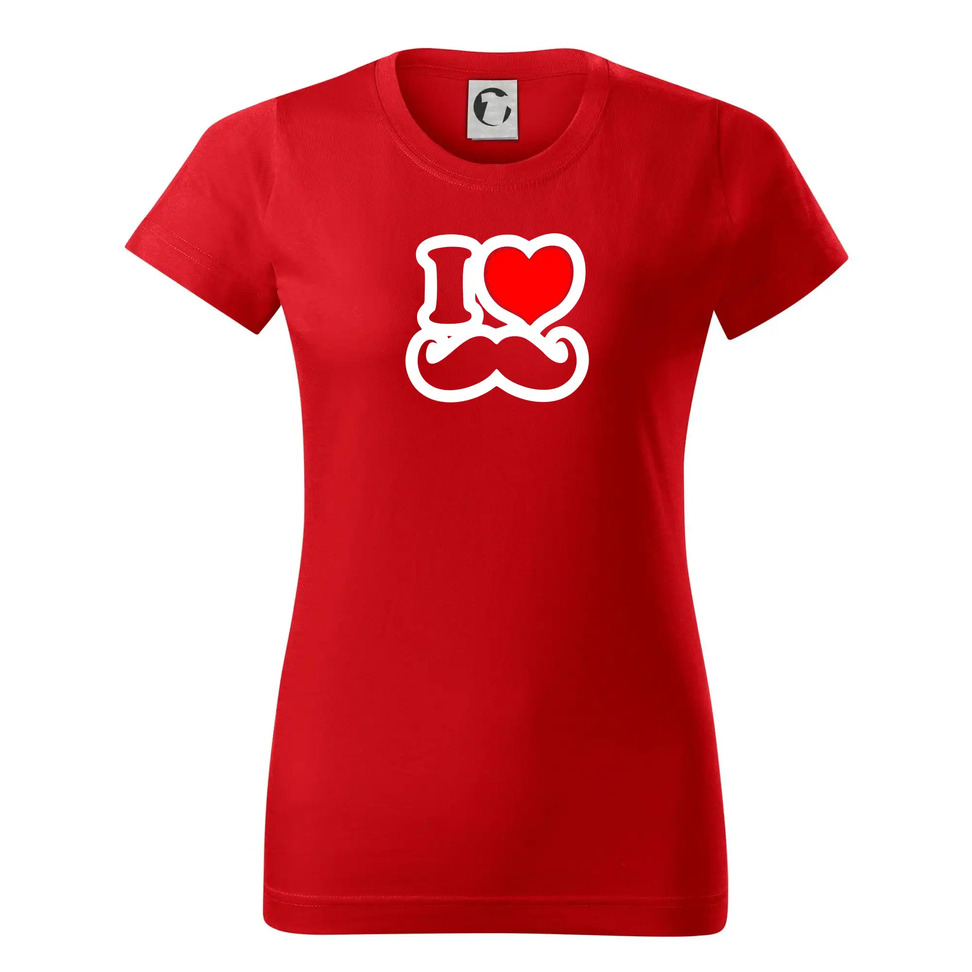 Tričká s fúzikmi - i love mustache - obrys - Dámske tričko basic - ľahko voľnejšie a dlhšie