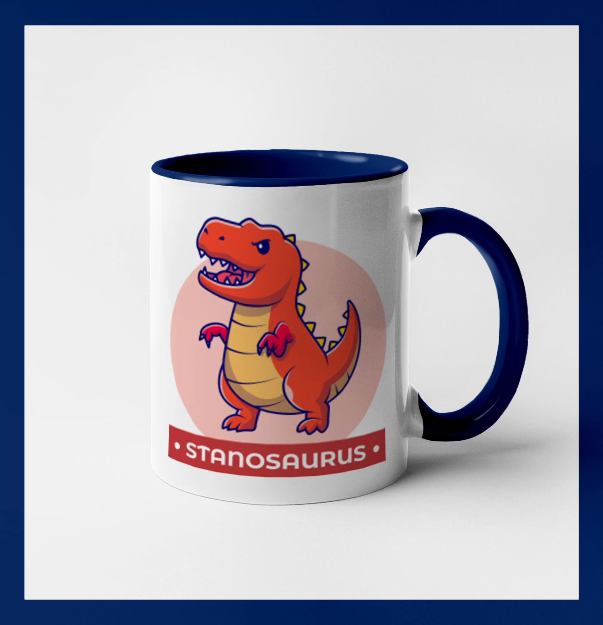 Detské tričká, mikiny a body s originálnymi potlačami | Veselé motívy pre chlapcov aj dievčatá - Dinosaurie mená - oranžový dinosaurus - Hrnček 