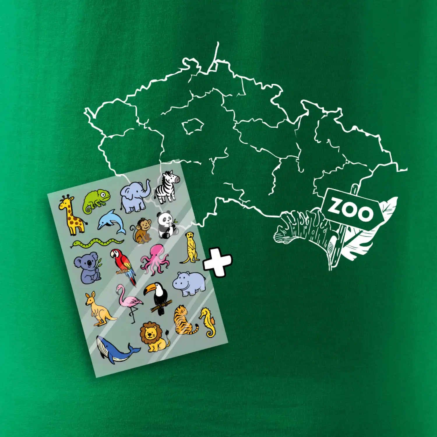 Tričko s mapou + ZOO nažehlovačky