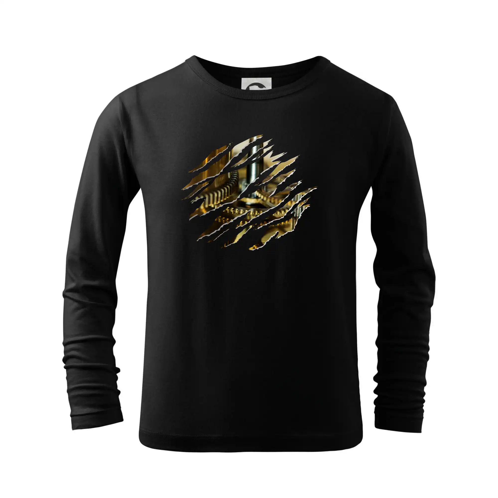 Geek Tričká - Roztrhnuté triko - hodinový strojček - Tričko detské Long Sleeve