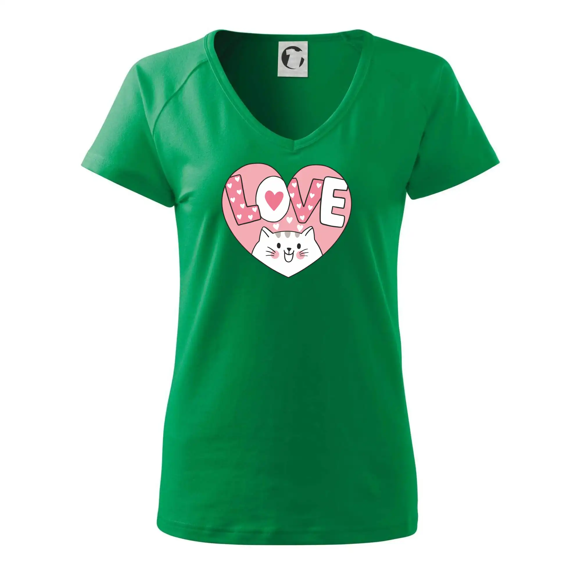 Kočka love - růžové srdce