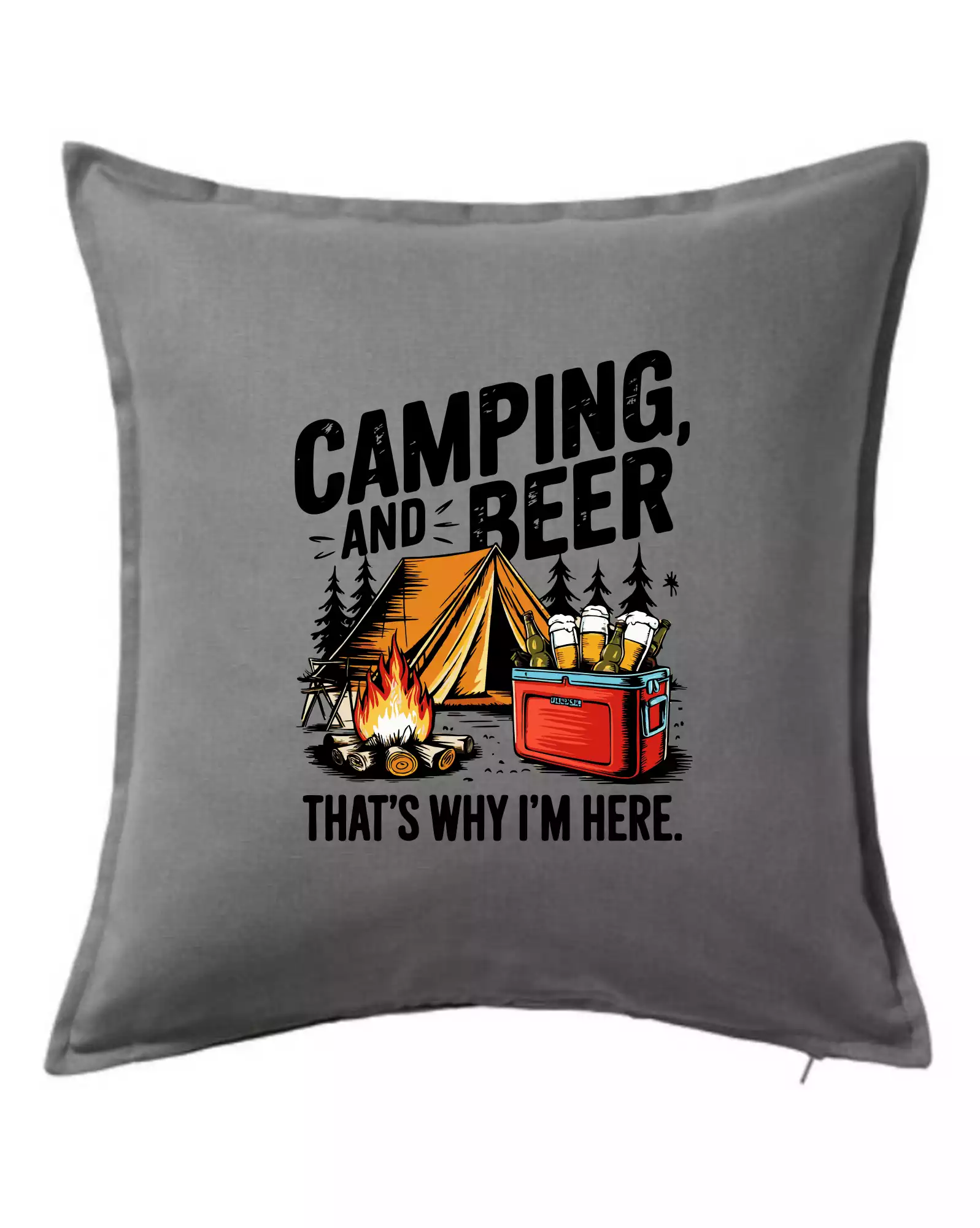 Černý nápis nápis Camping and beer