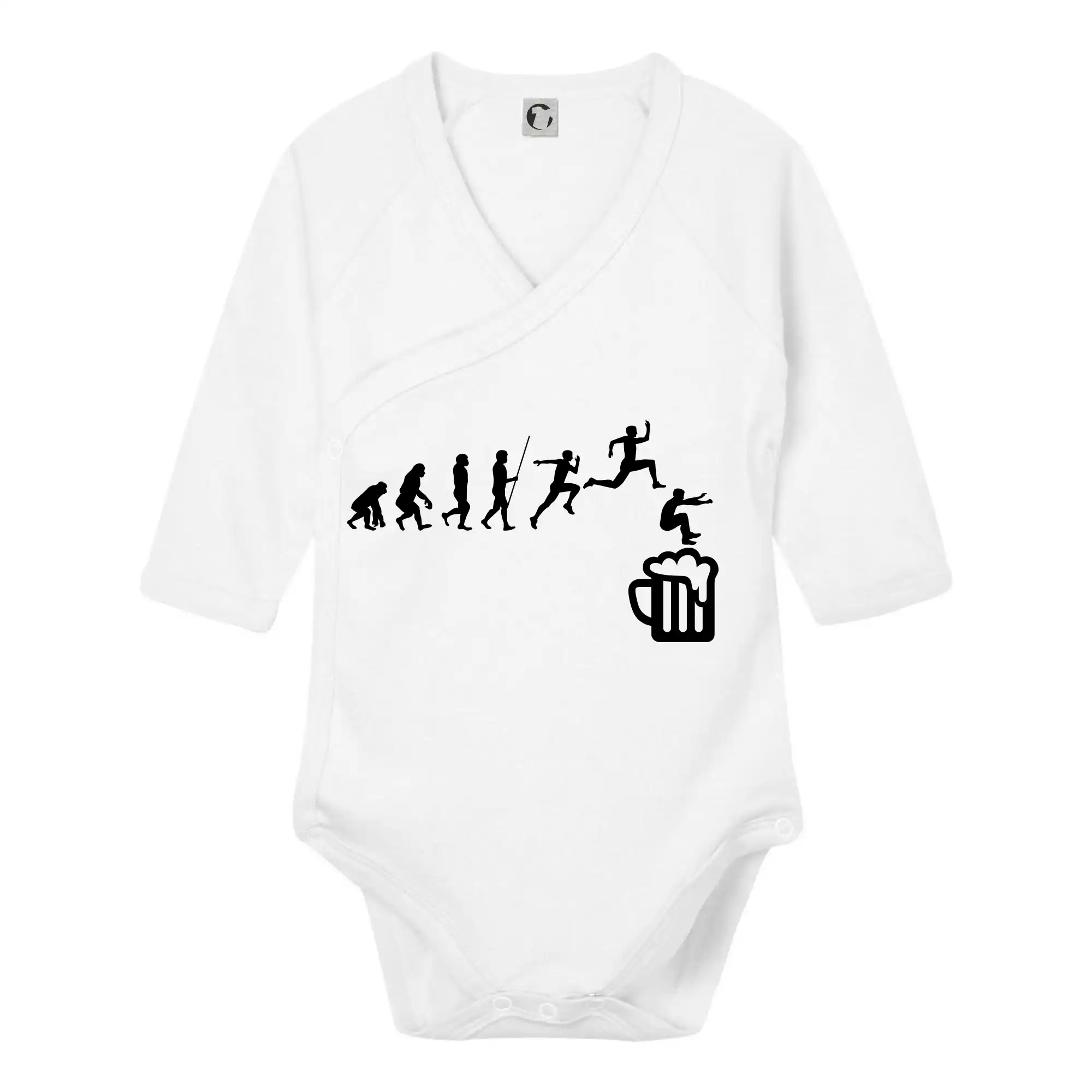 Vtipná tričká pre pivárov - Evolúcia pivo skok - Body zavinovacie s dlhým rukávom