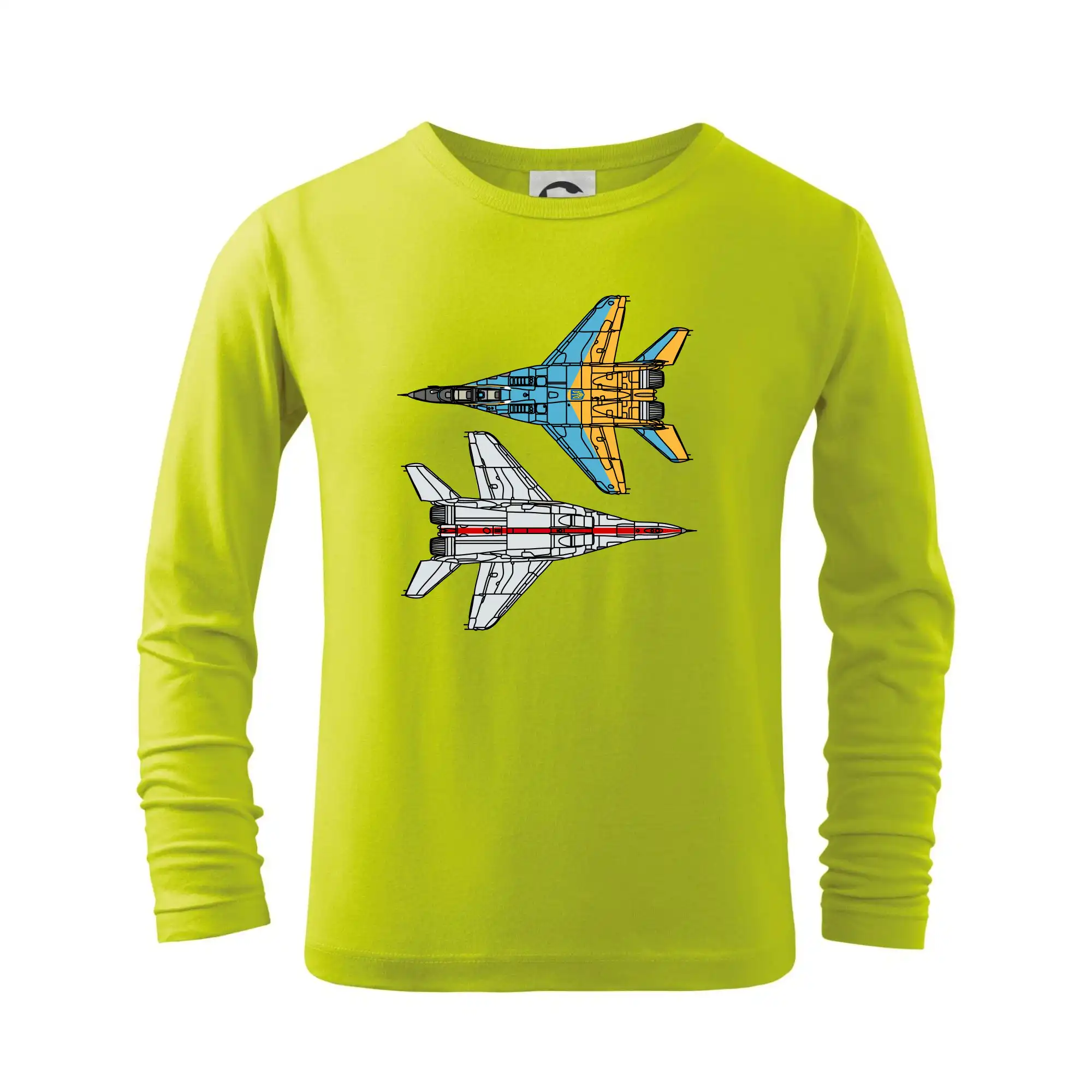 Tričká s vlajkou ukrajiny - Mig 29 Fulcrum zo spoda a zo shora - Tričko detské Long Sleeve