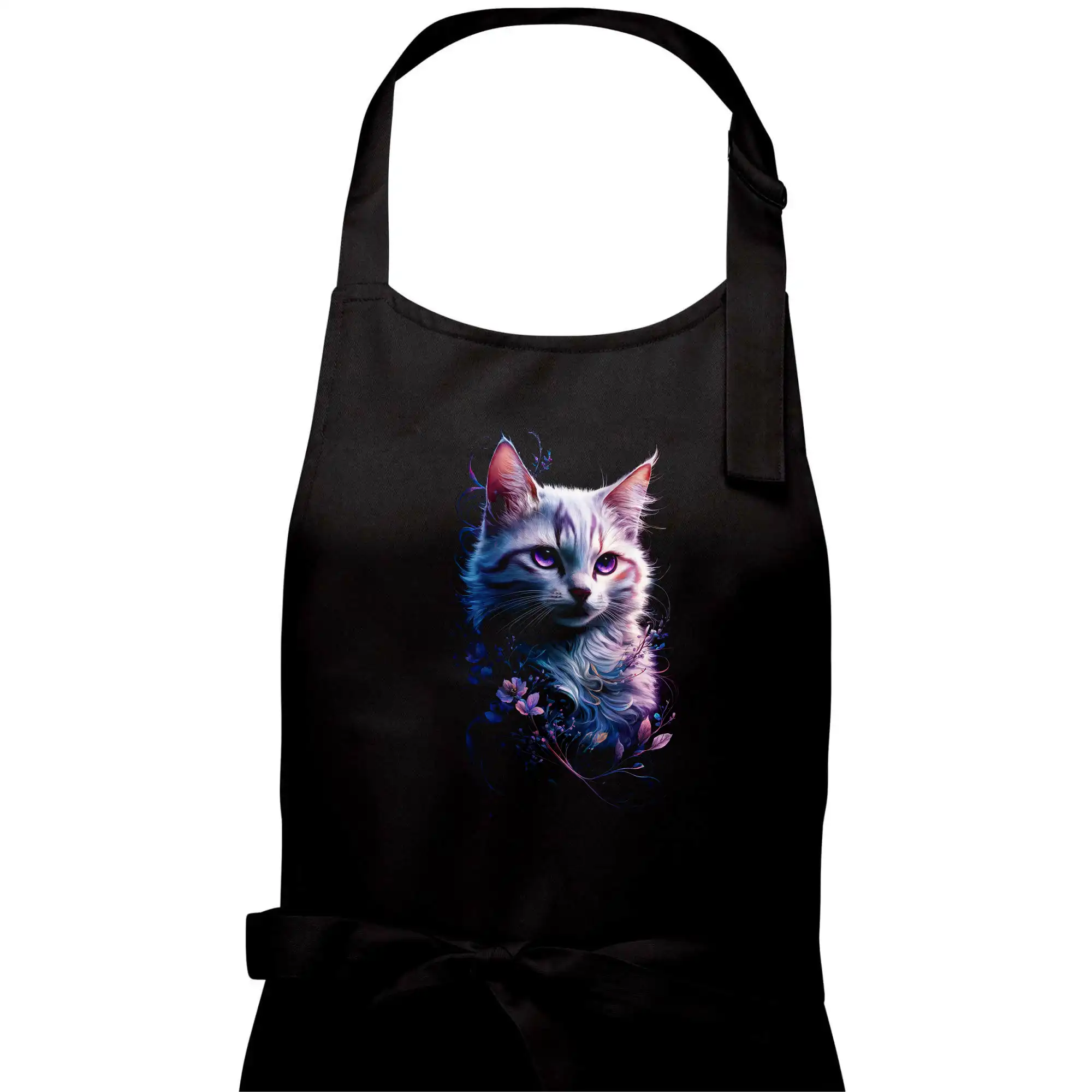 Vtipná tričká s mačkou - Dúhová mačka a hviezdy - Dámska zástera na varenie