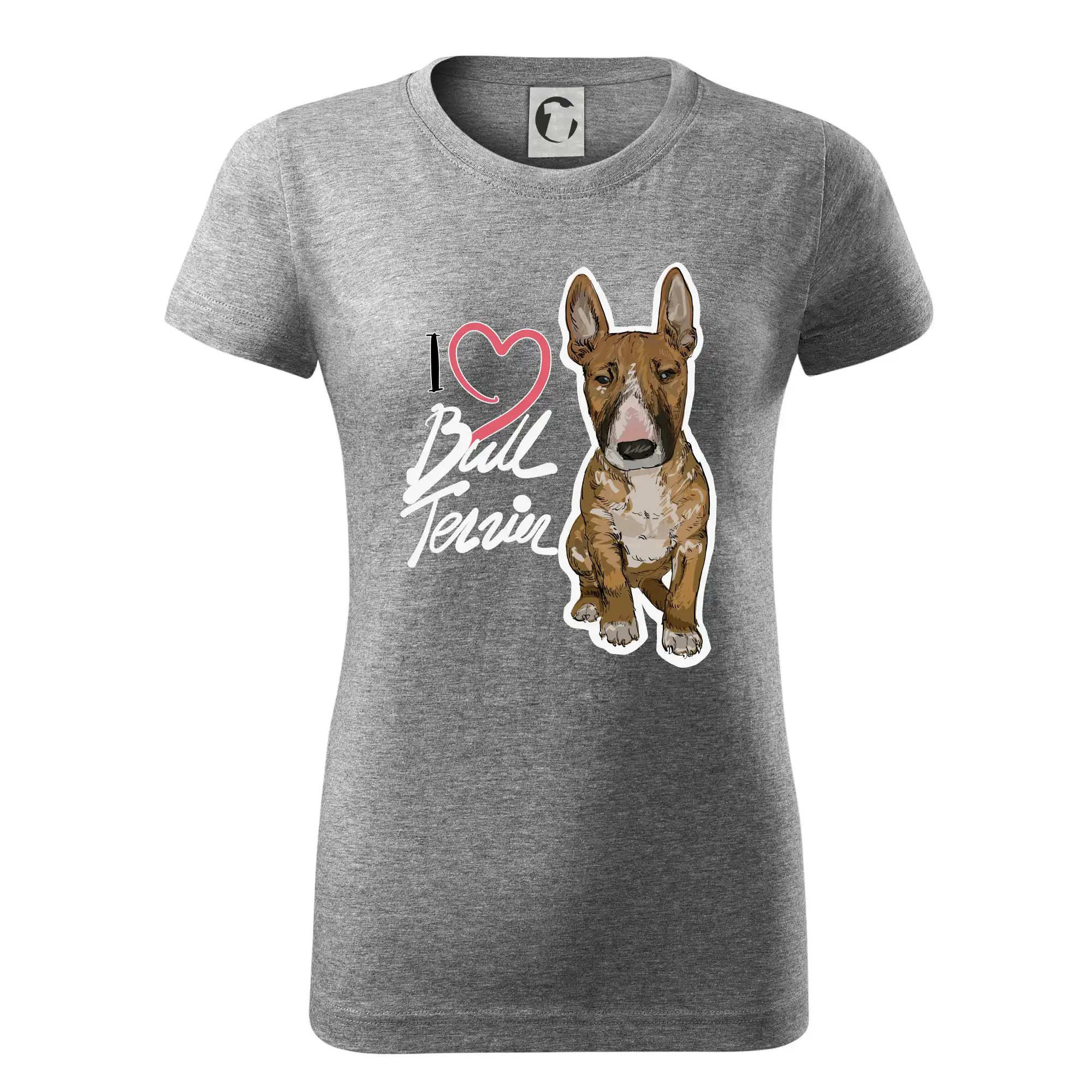 Ostatné psie plemená - I love bull terrier - Dámske tričko basic - ľahko voľnejšie a dlhšie