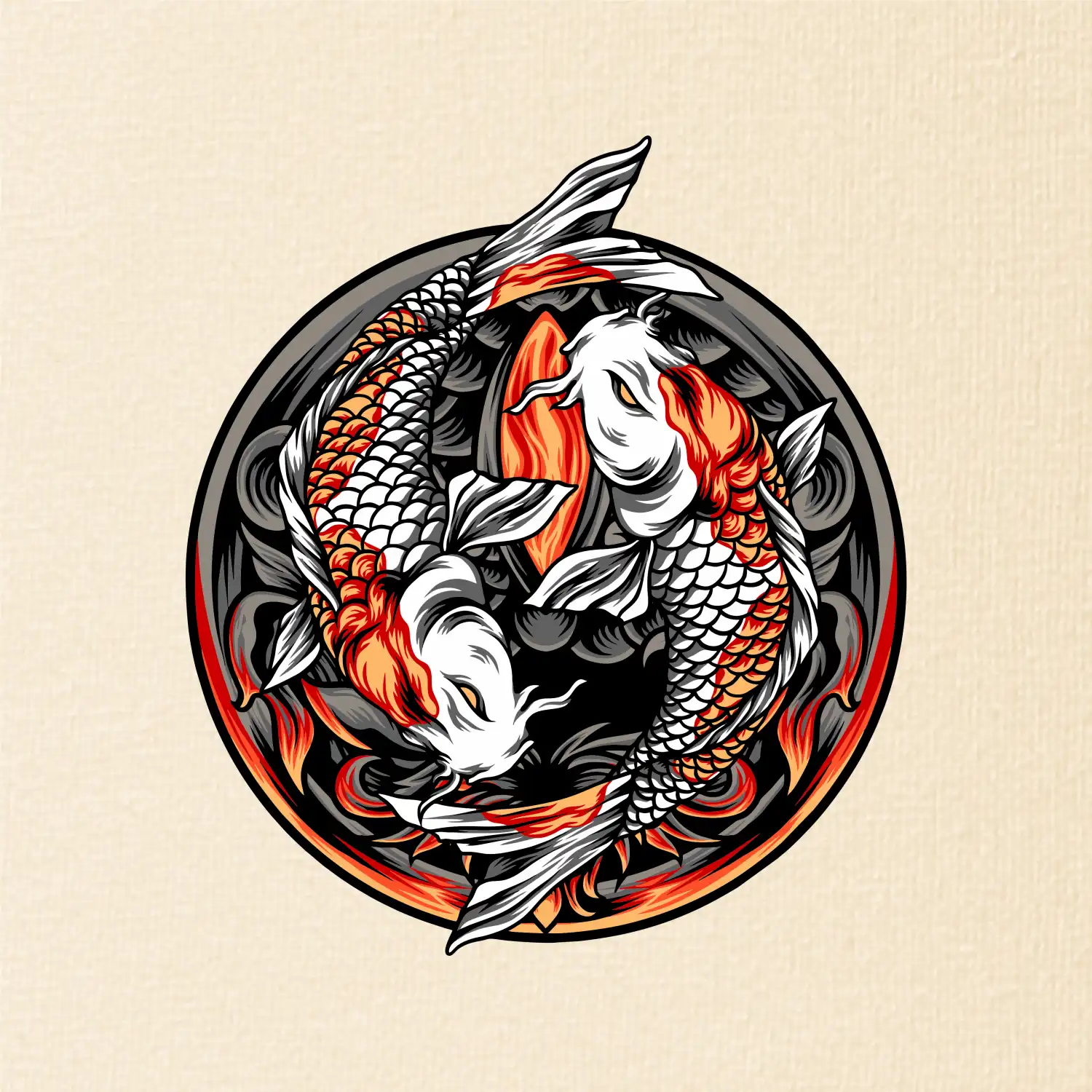 Yin & Yang Koi kapr - oranžový