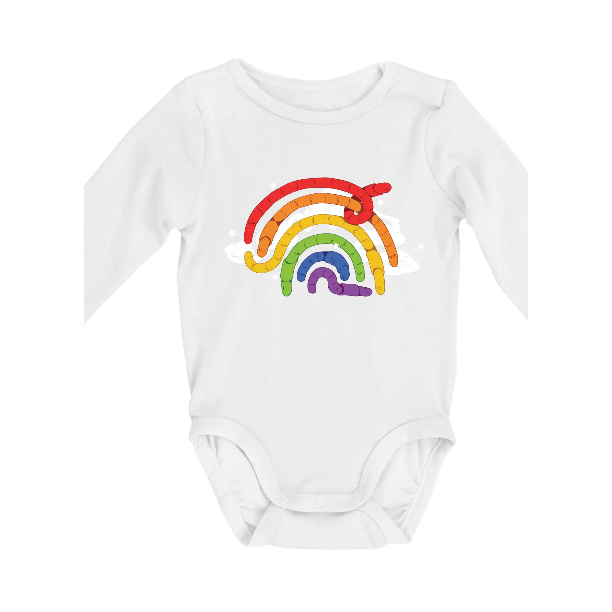 Tričká pre LGBT a Queer komunitu - Dážďovky dúha (Alexis Citrine) - Body dojčenské s dlhým rukávom