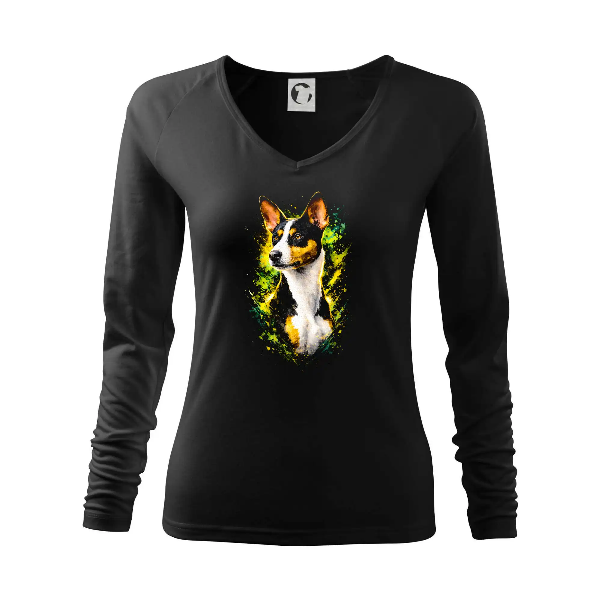 Ostatné psie plemená - Obrázok poltón Basenji hlava - Tričko dámske Elegance