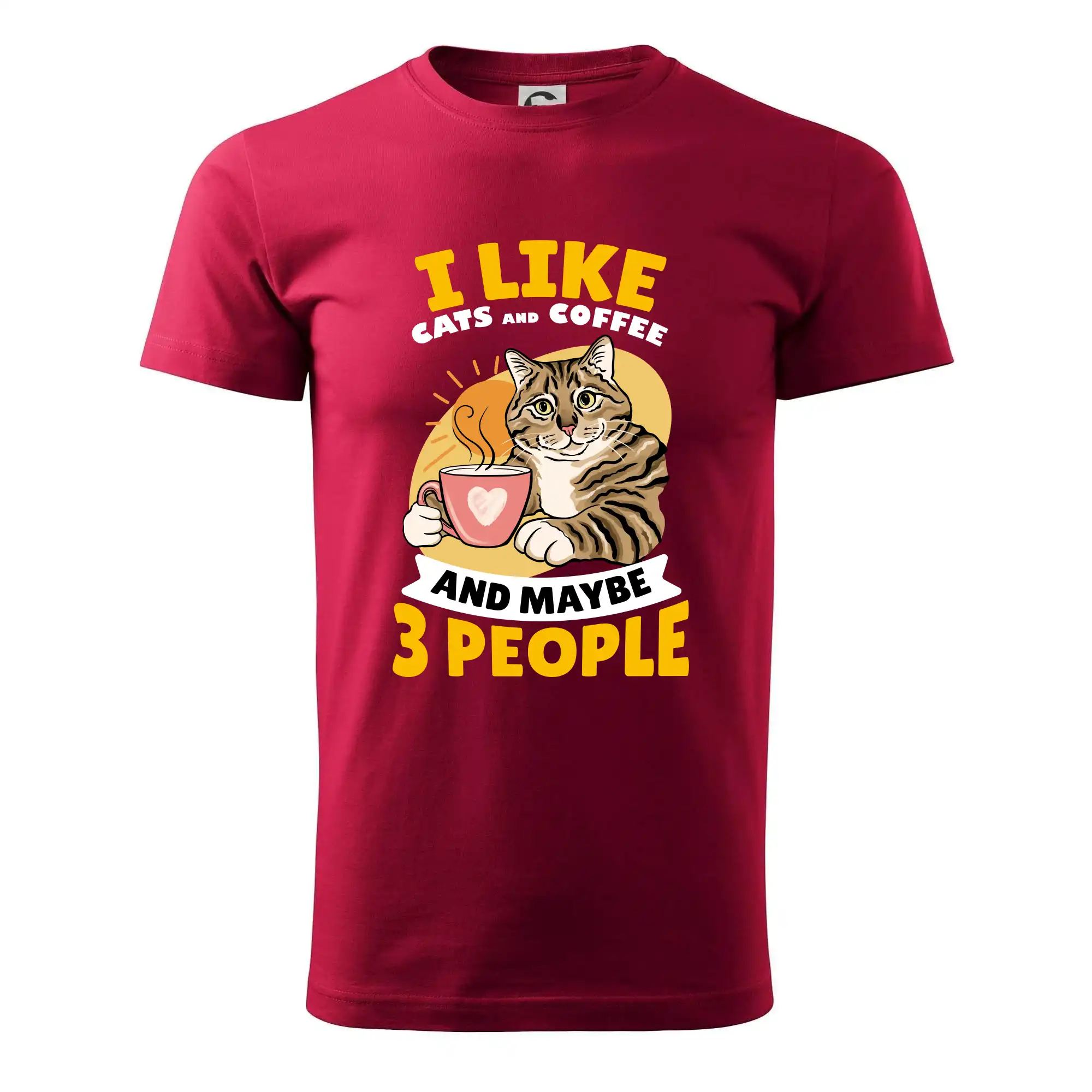 Vtipná tričká s mačkou - I like cats and coffee and maybe 3 people - Klasické pánske tričko vyššej gramáže