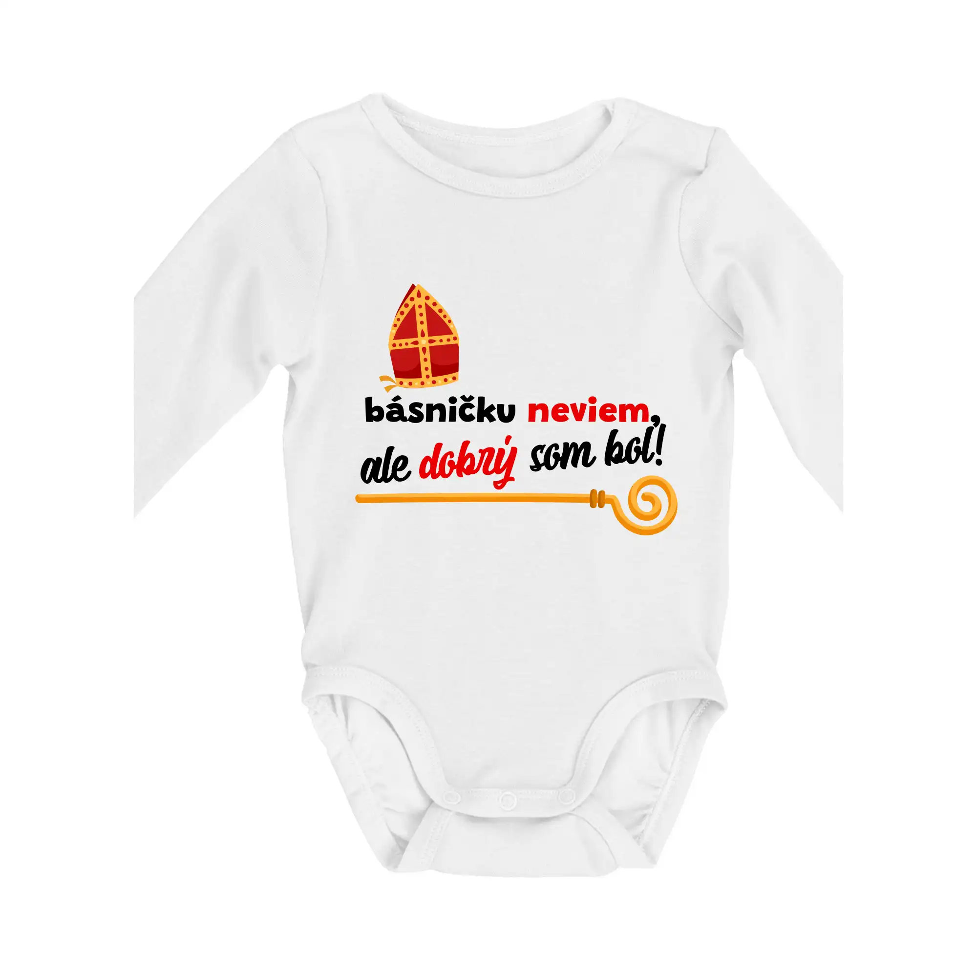 Vianočné tričká - Básničku neviem, ale dobrý som bol! - Body dojčenské s dlhým rukávom