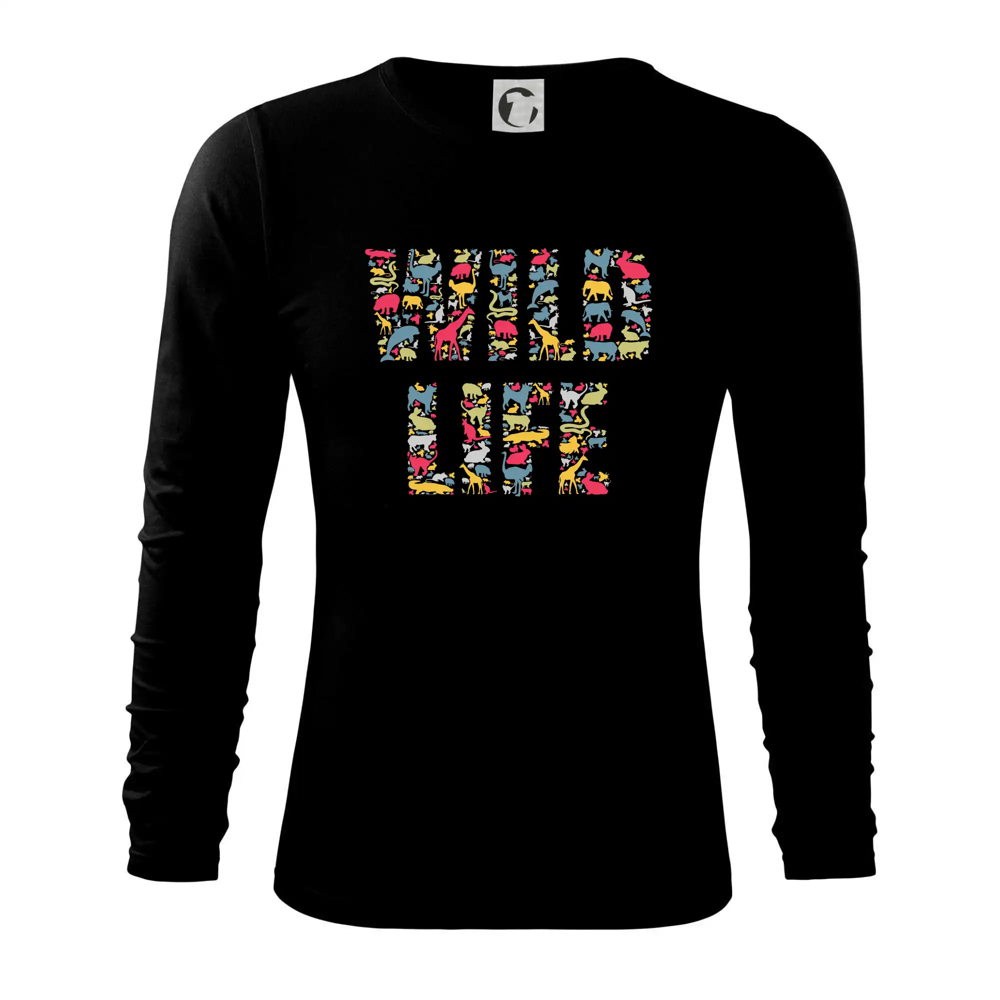Tričká so zvieratami - Wild Life nápis zo zvierat - Tričko s dlhým rukávom FIT-T long sleeve