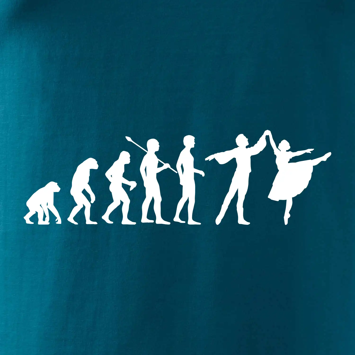 Evoluce tanec - muž a žena se sukní