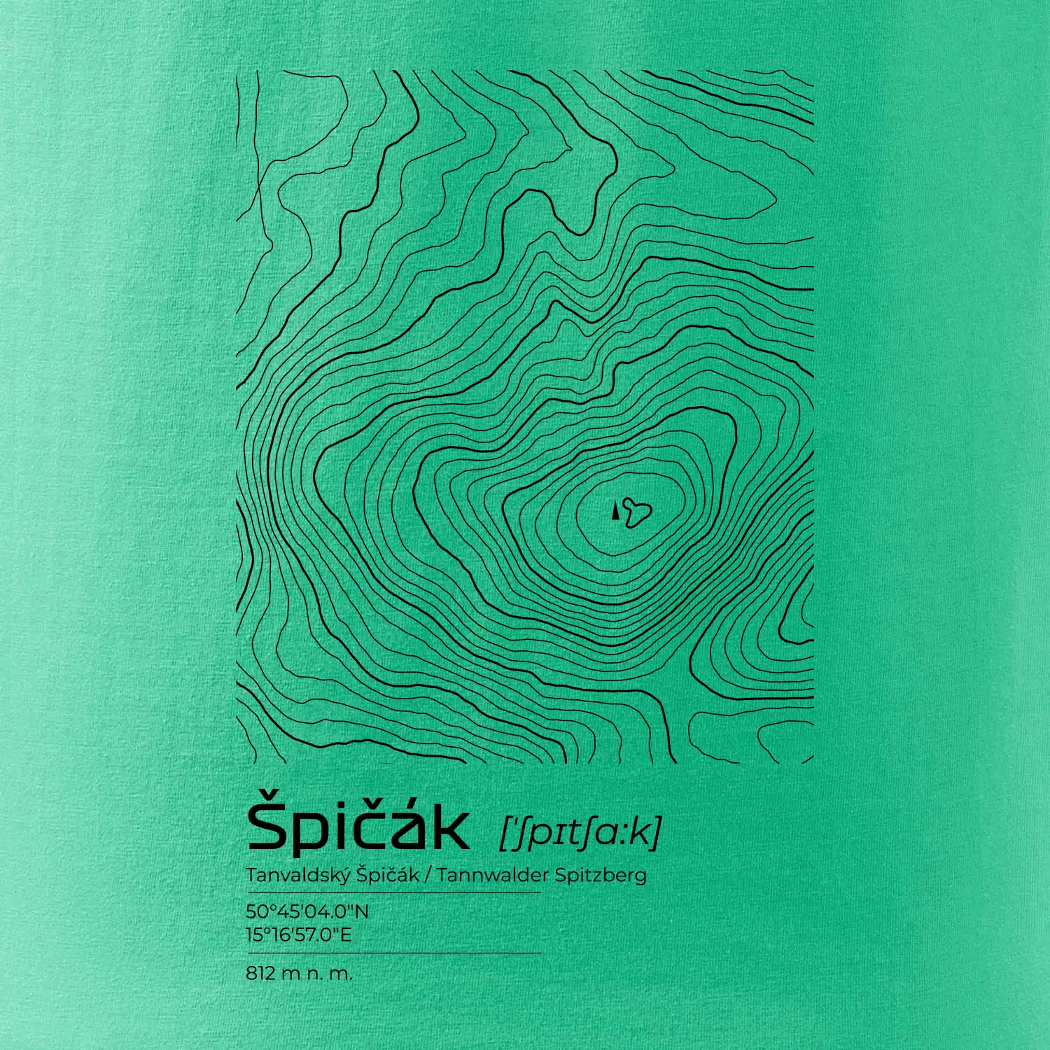 Špičák - vrstevnice v obdélníku