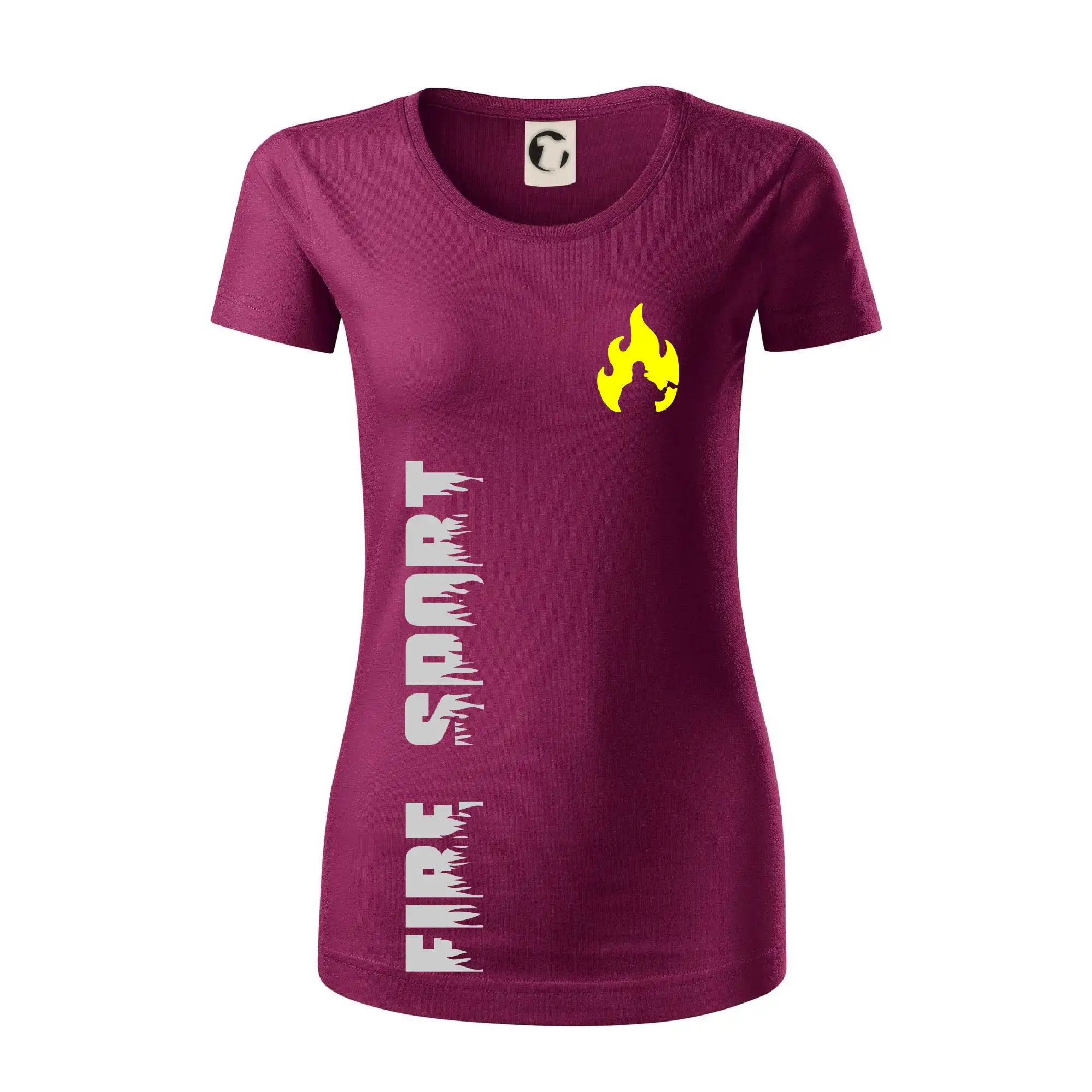 Originálne tričká pre hasičov - DHZ - Váš názov - FLUO + Reflexná potlač - Dámske tričko z organickej bavlny Origin (GOTS)