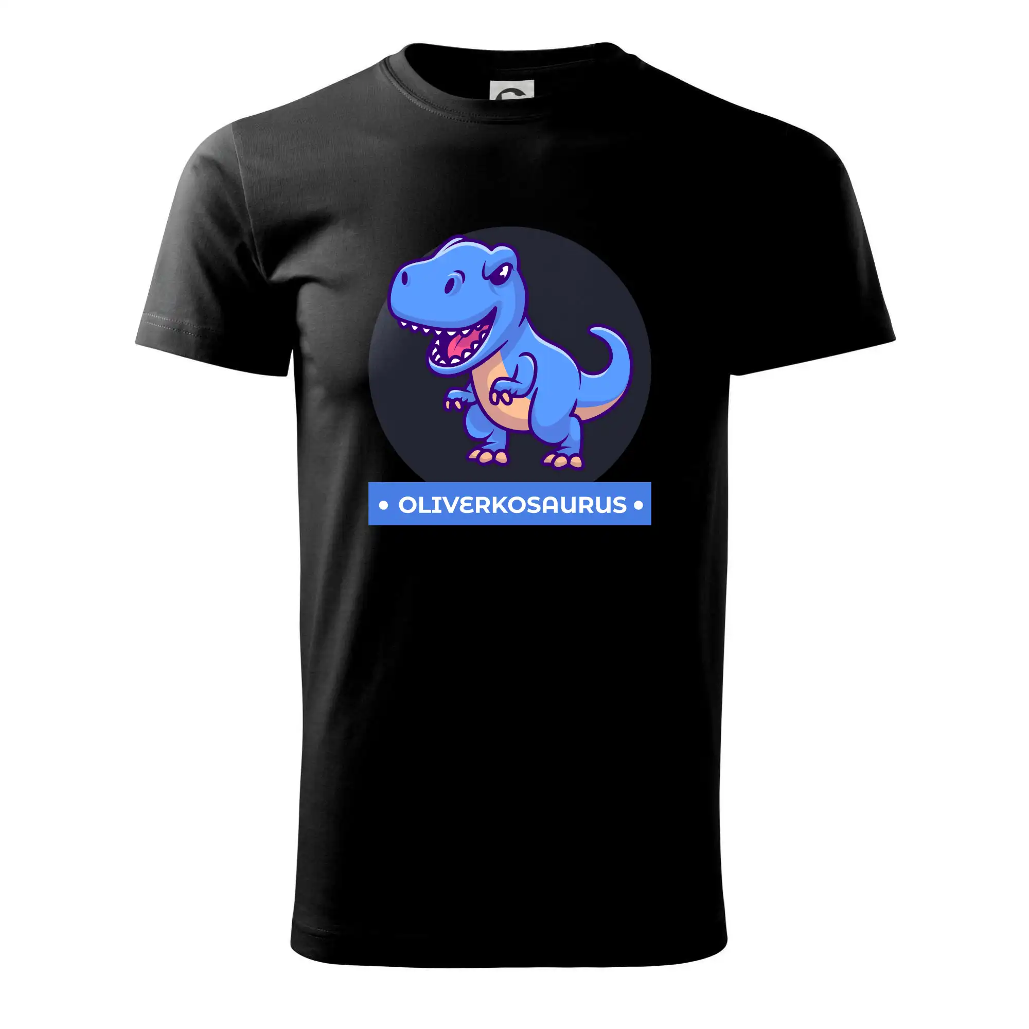 Detské tričká, mikiny a body s originálnymi potlačami | Veselé motívy pre chlapcov aj dievčatá - Dinosaurie mená - modrý dinosaurus - Tričko extra veľké  (5-8XL)