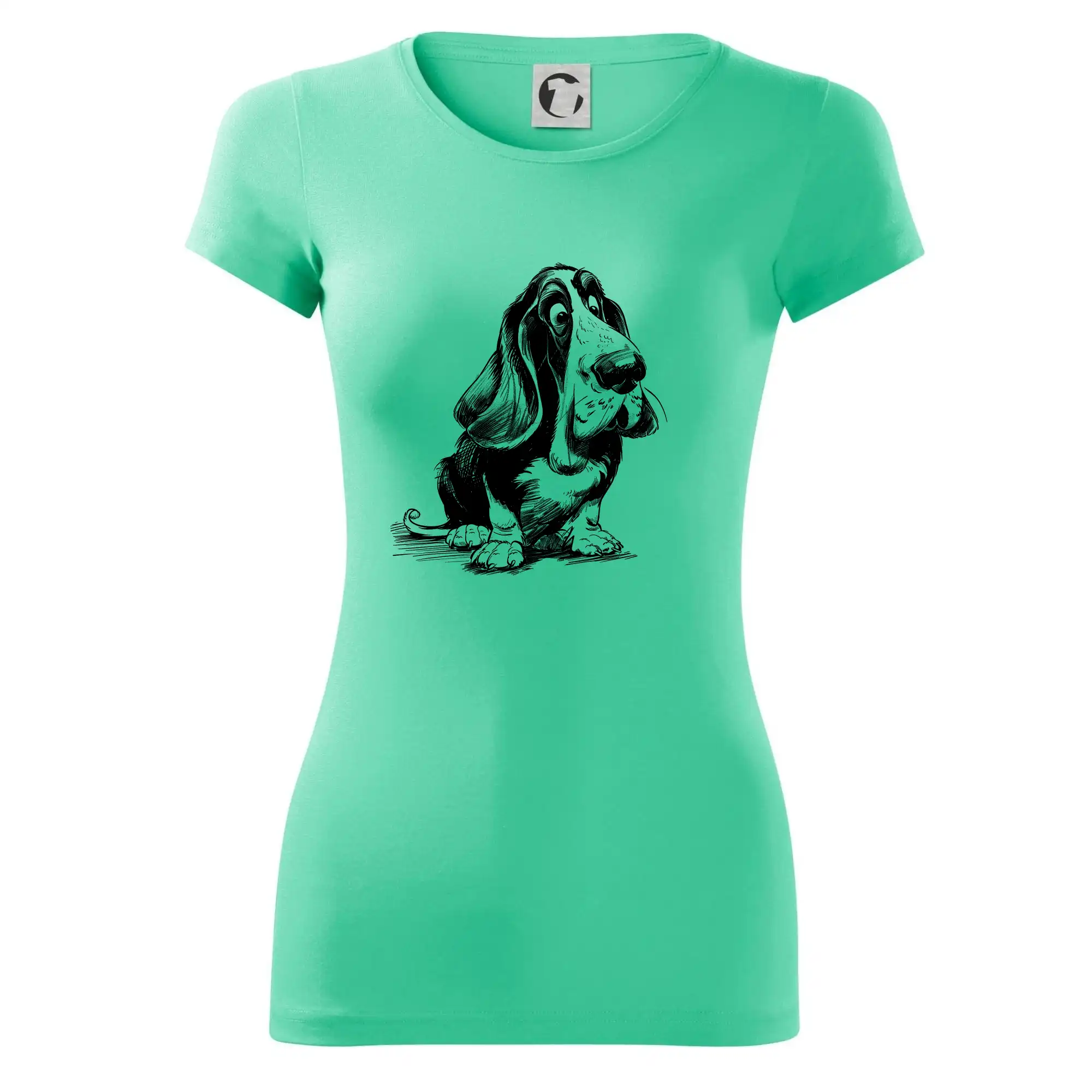 Černobílá karikatura baset