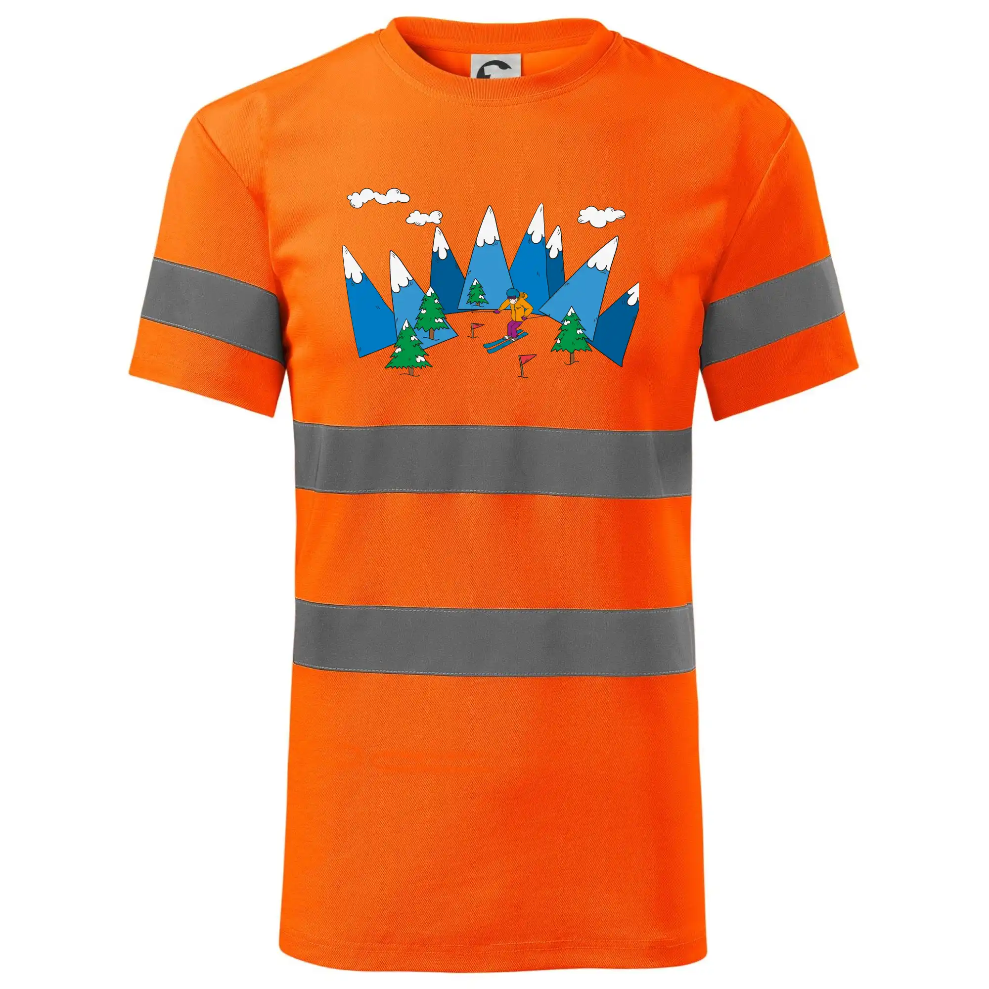 Lyžař a barevné hory