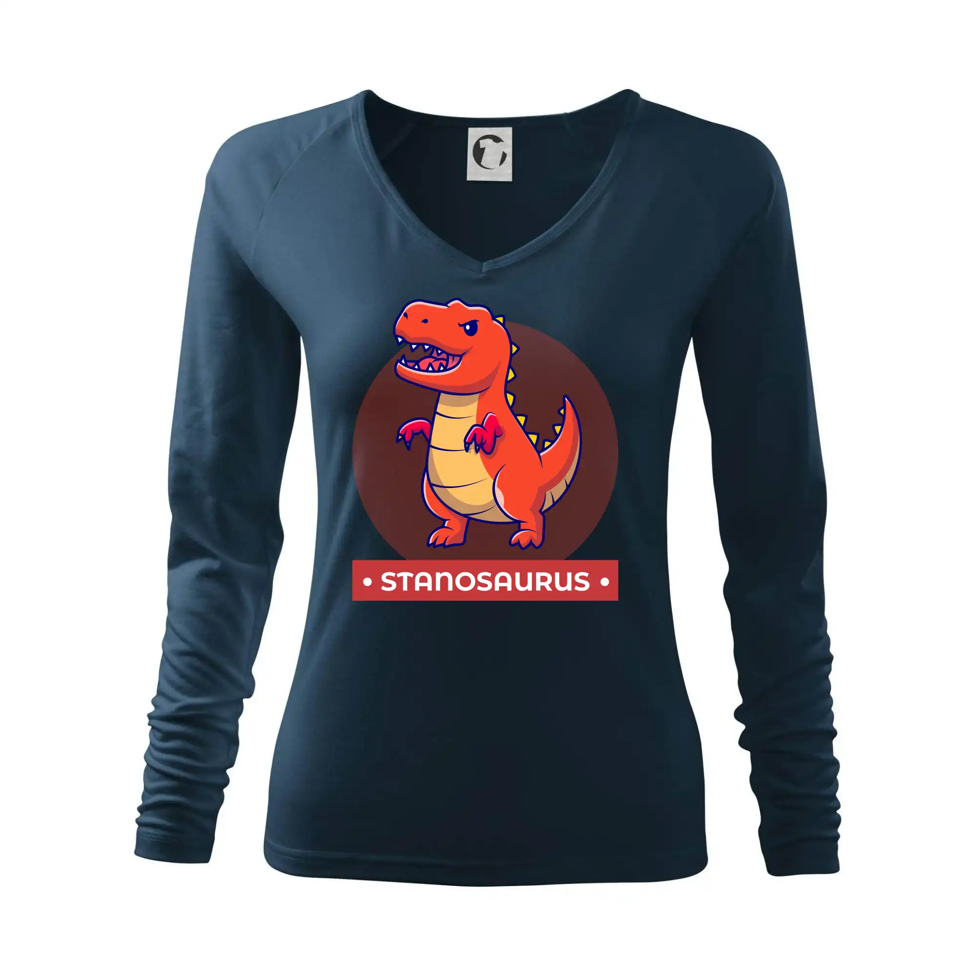 Detské tričká, mikiny a body s originálnymi potlačami | Veselé motívy pre chlapcov aj dievčatá - Dinosaurie mená - oranžový dinosaurus - Tričko dámske Elegance