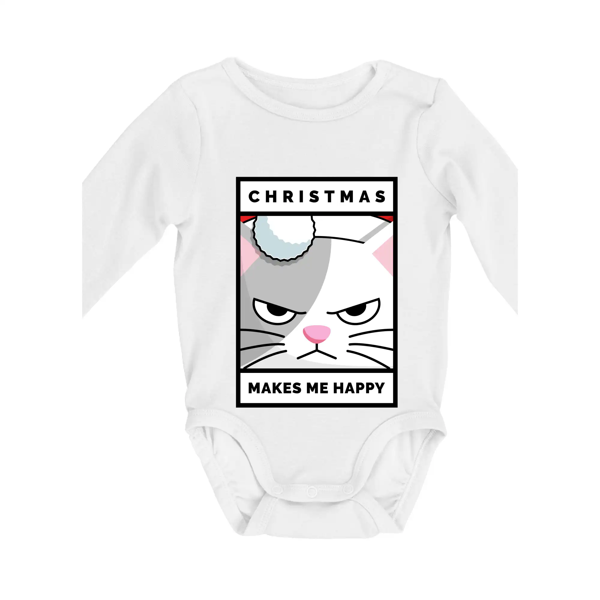 Vianočné tričká - Christmas makes me happy - Body dojčenské s dlhým rukávom