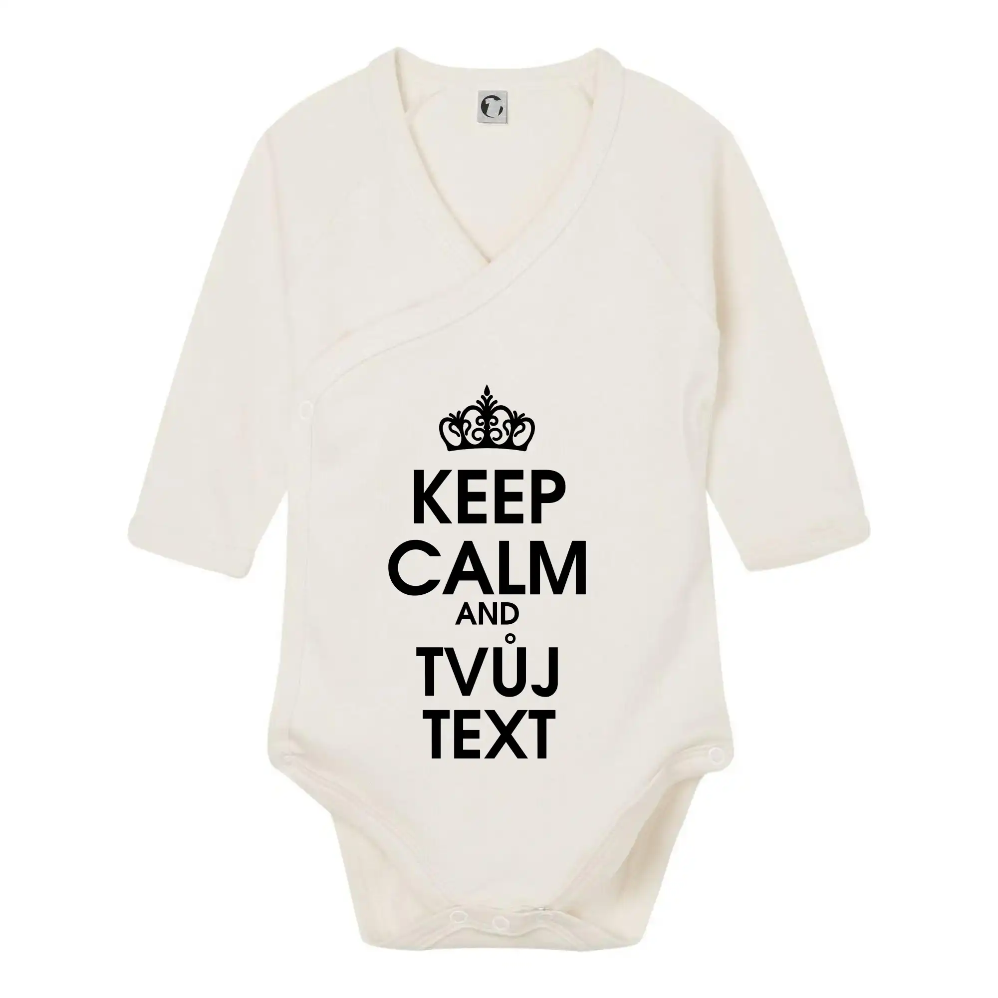 Tričká na párty - Keep calm - váš text - Body zavinovacie s dlhým rukávom