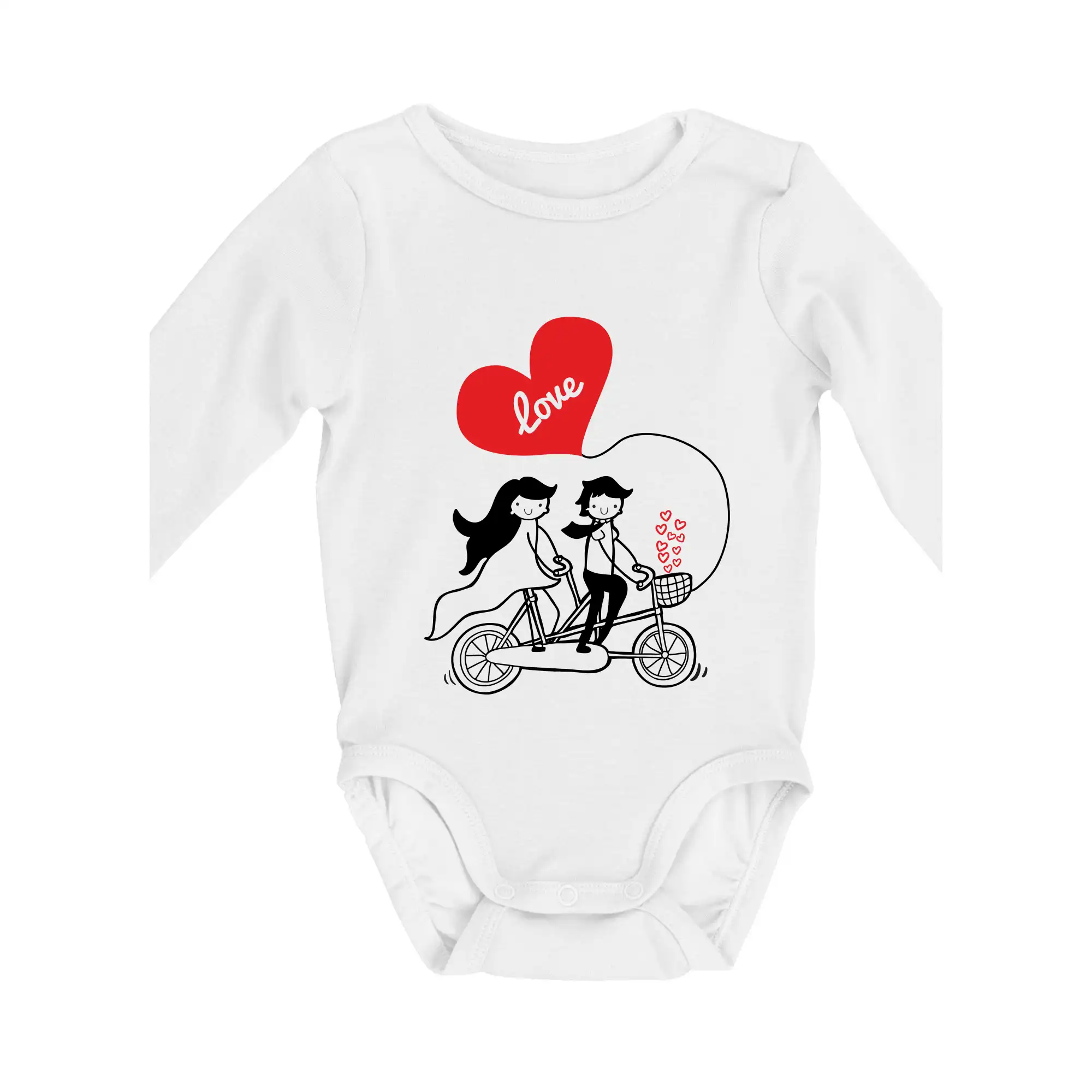 Svadobné tričká - Bicykel manželia - Body dojčenské s dlhým rukávom