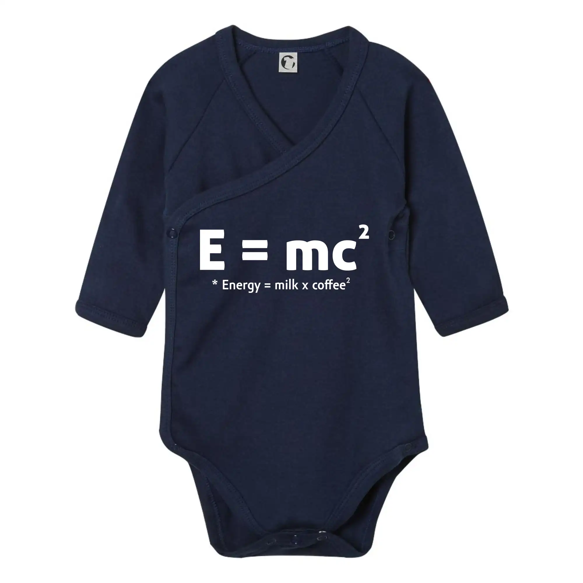 Grafické tričká - e = mc2 - coffee milk - Body zavinovacie s dlhým rukávom