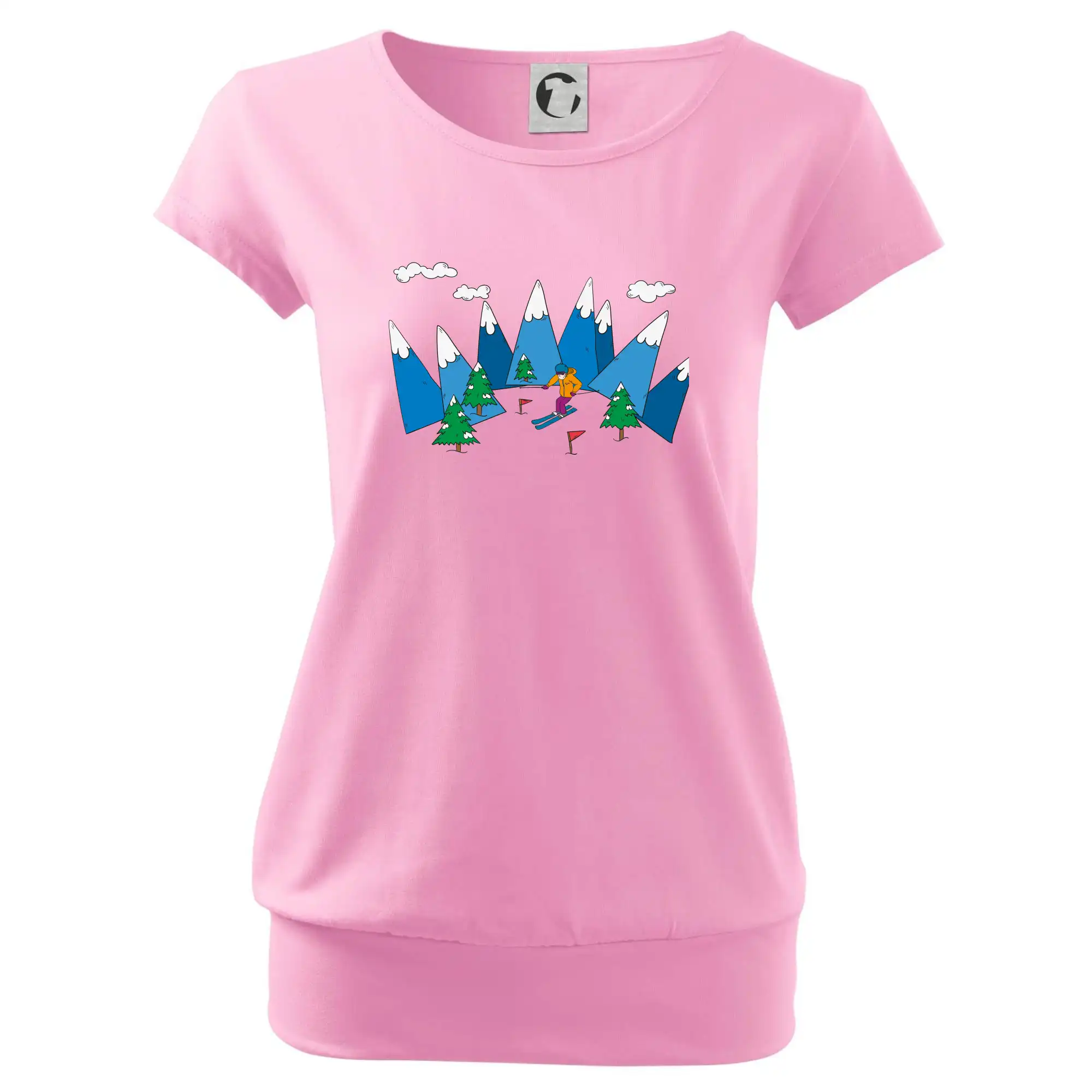 Lyžař a barevné hory