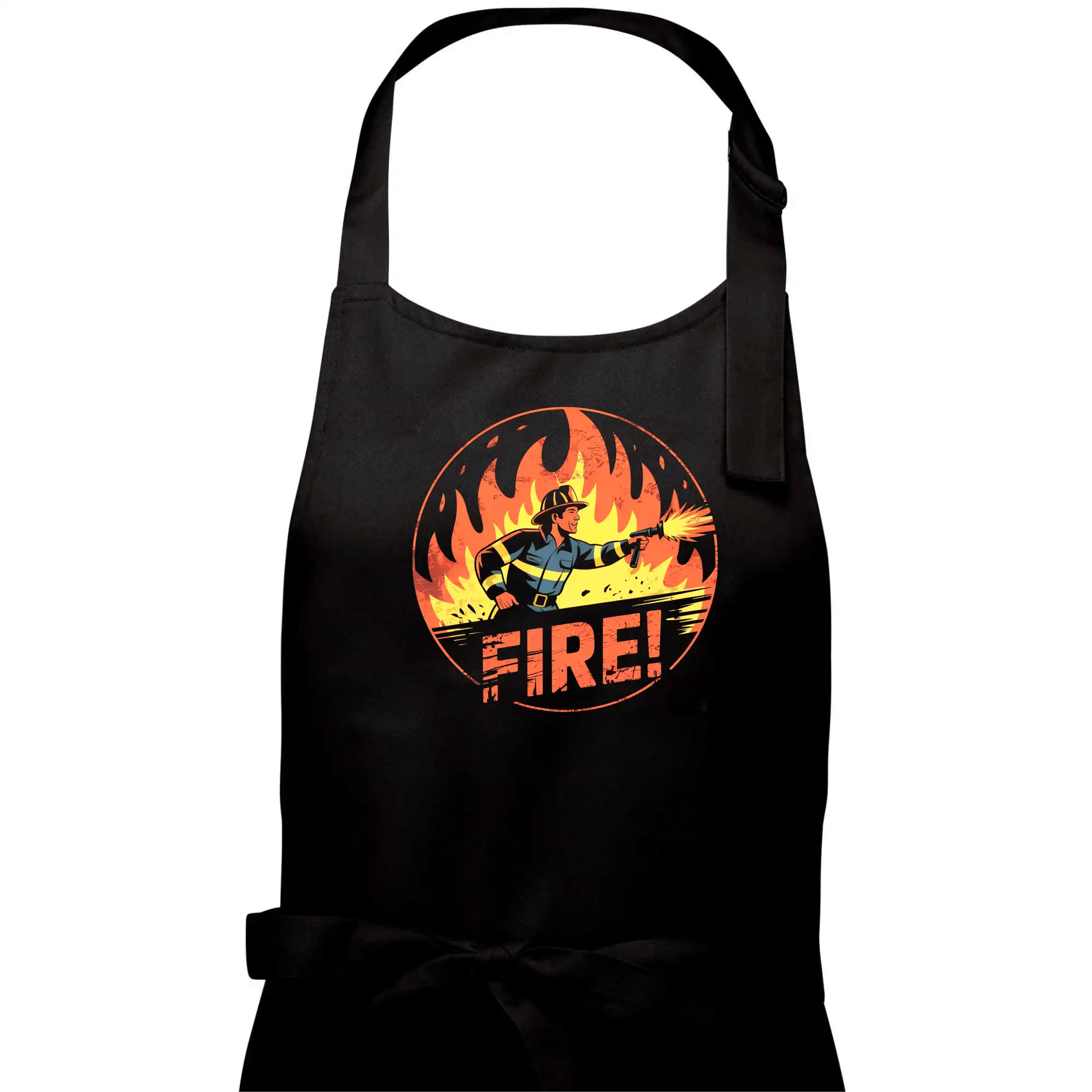 Originálne tričká pre hasičov - Logo okrúhle FIRE - Pánska zástera na varenie