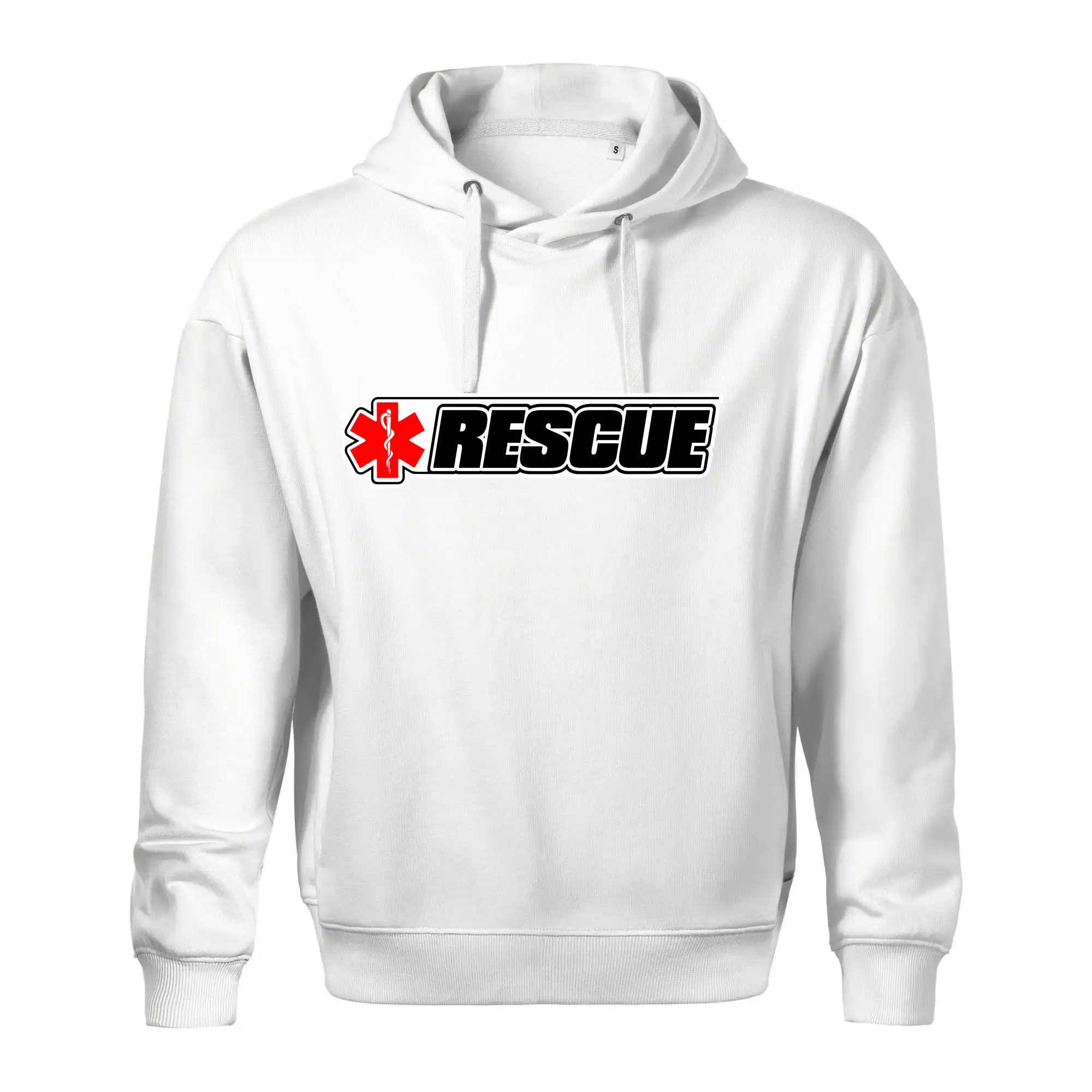 Tričká a mikiny pre záchranárov a lekárov - Kvalitné oblečenie pre zdravotníkov - Záchranár rescue kríž červený - Oversized mikina pánska Moon - kratšia + širšia