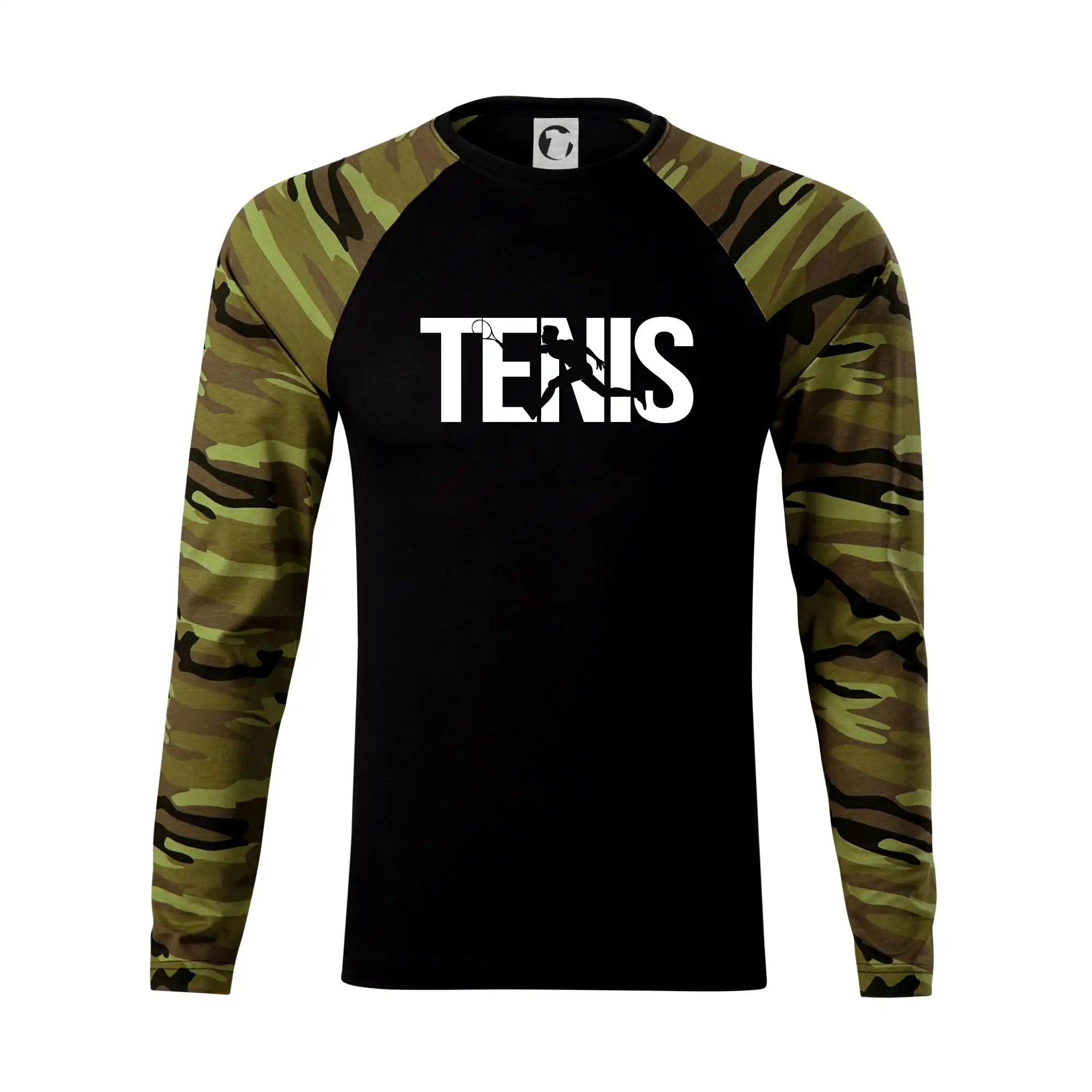 Tričká na tenis - Tenis nápis silueta - Camouflage LS