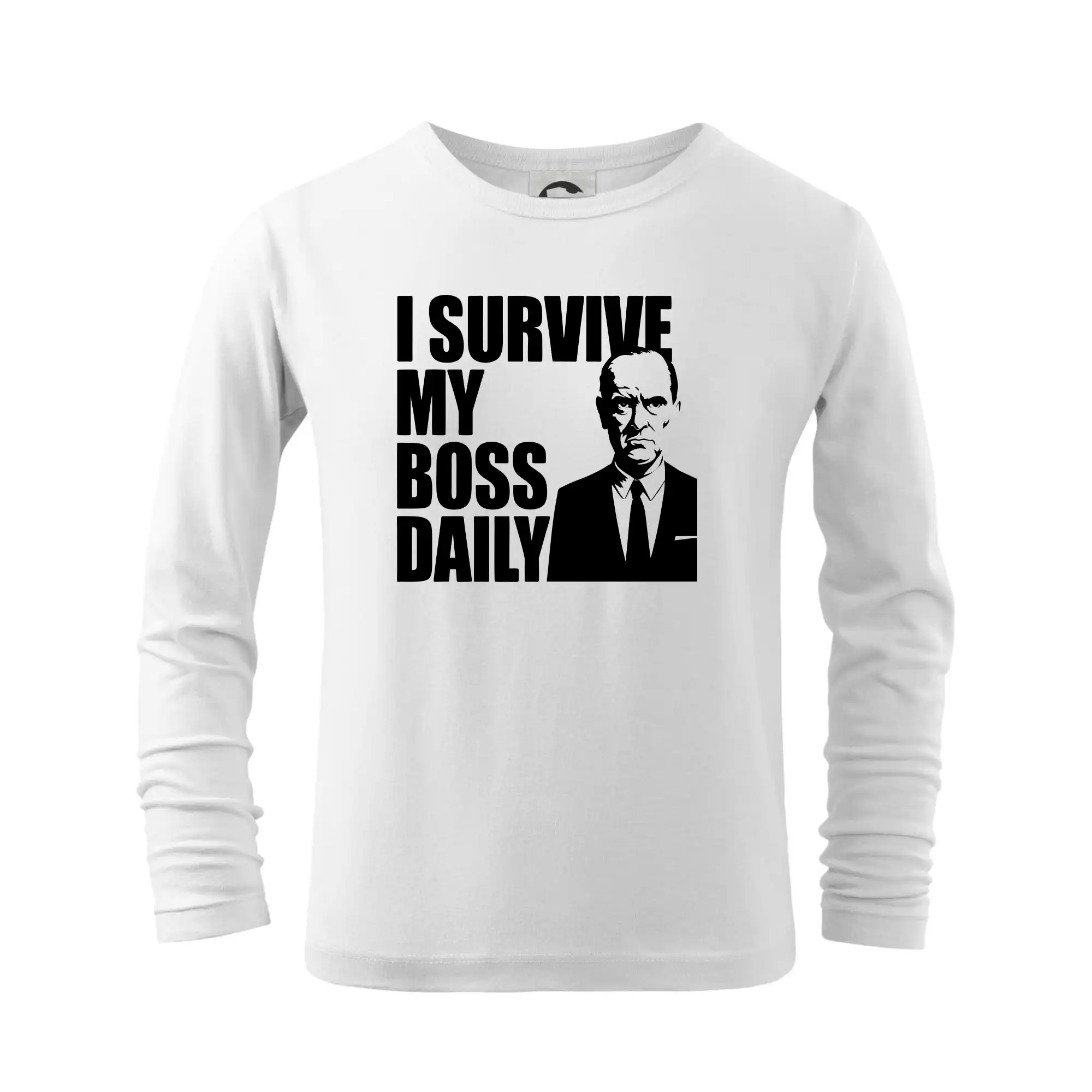 Vtipné tričká do práce - I survive my boss daily - Tričko detské Long Sleeve