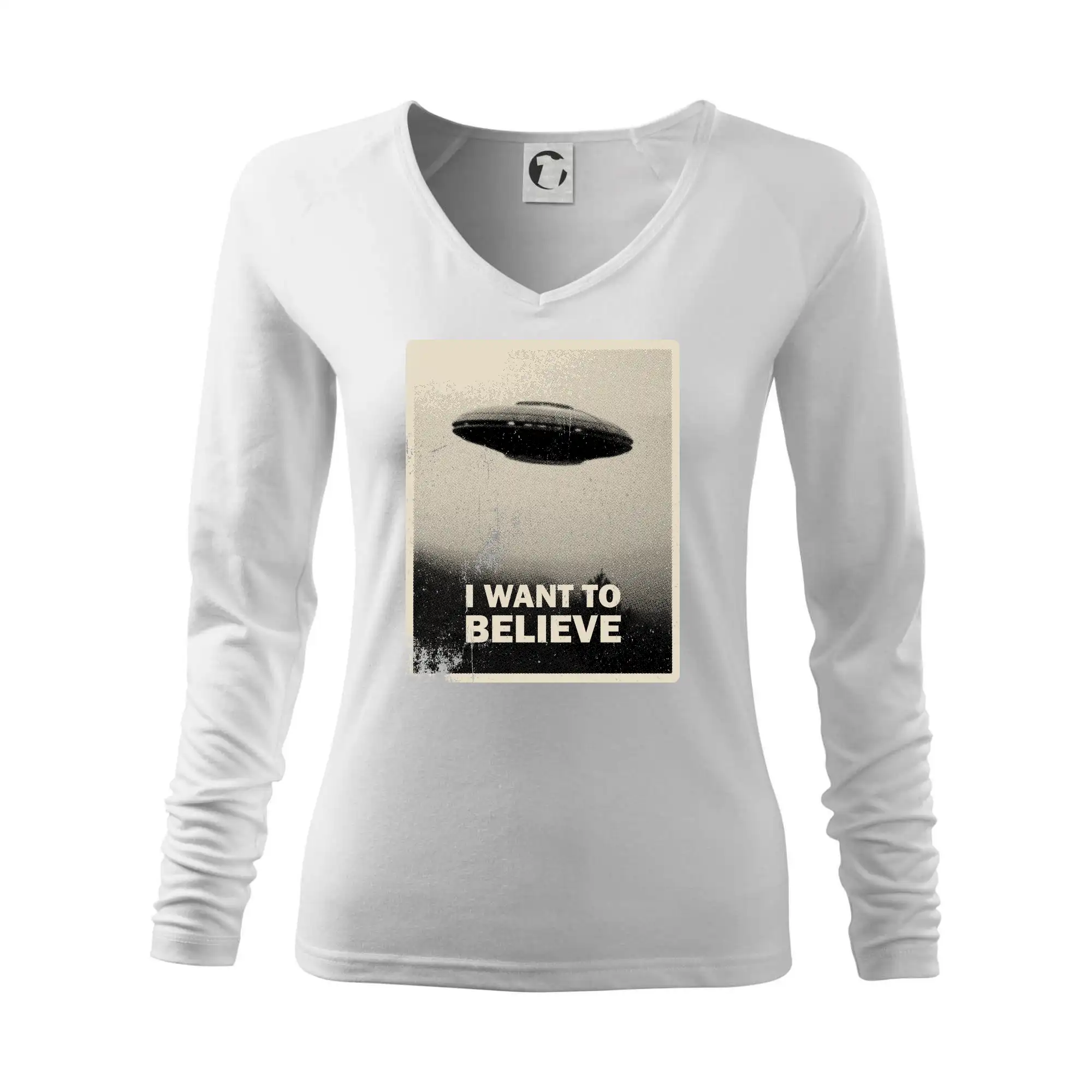 Vesmirne tričká - Poster I Want to Believe - Tričko dámske Elegance