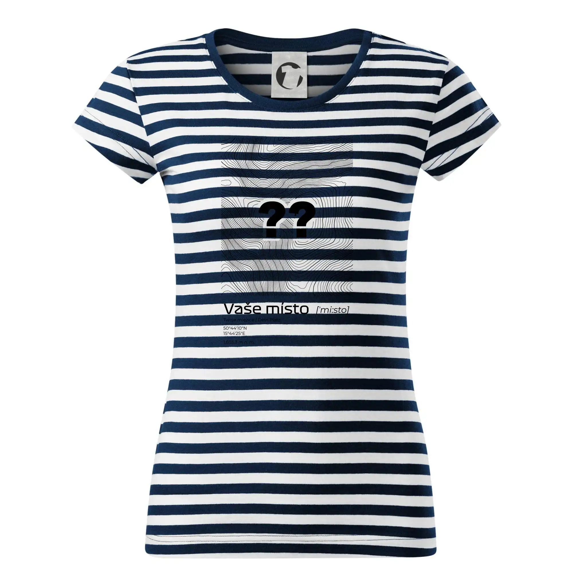 Tričká s vrstevnicami – originálne horské motívy - Vaše miesto - vrstevnice v obdĺžniku - Tričko na vodu