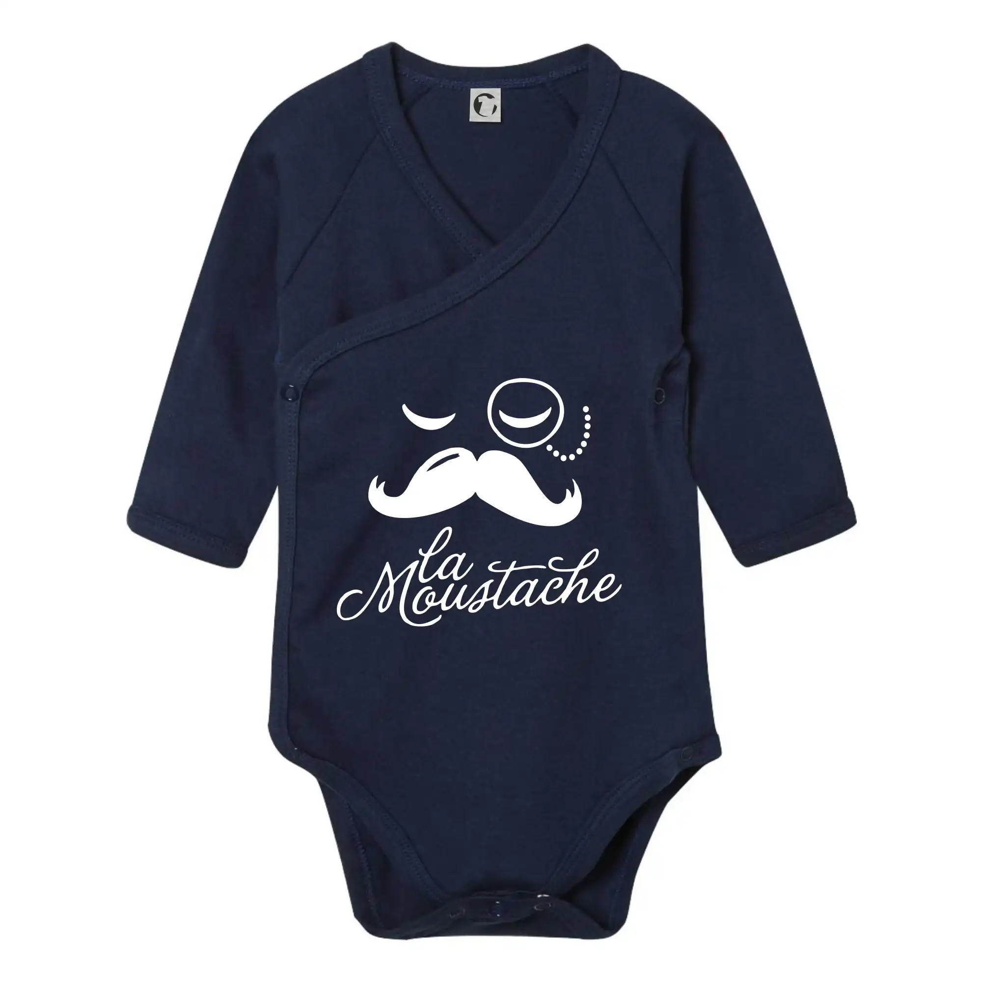 Tričká s fúzikmi - La Mustache - Body zavinovacie s dlhým rukávom