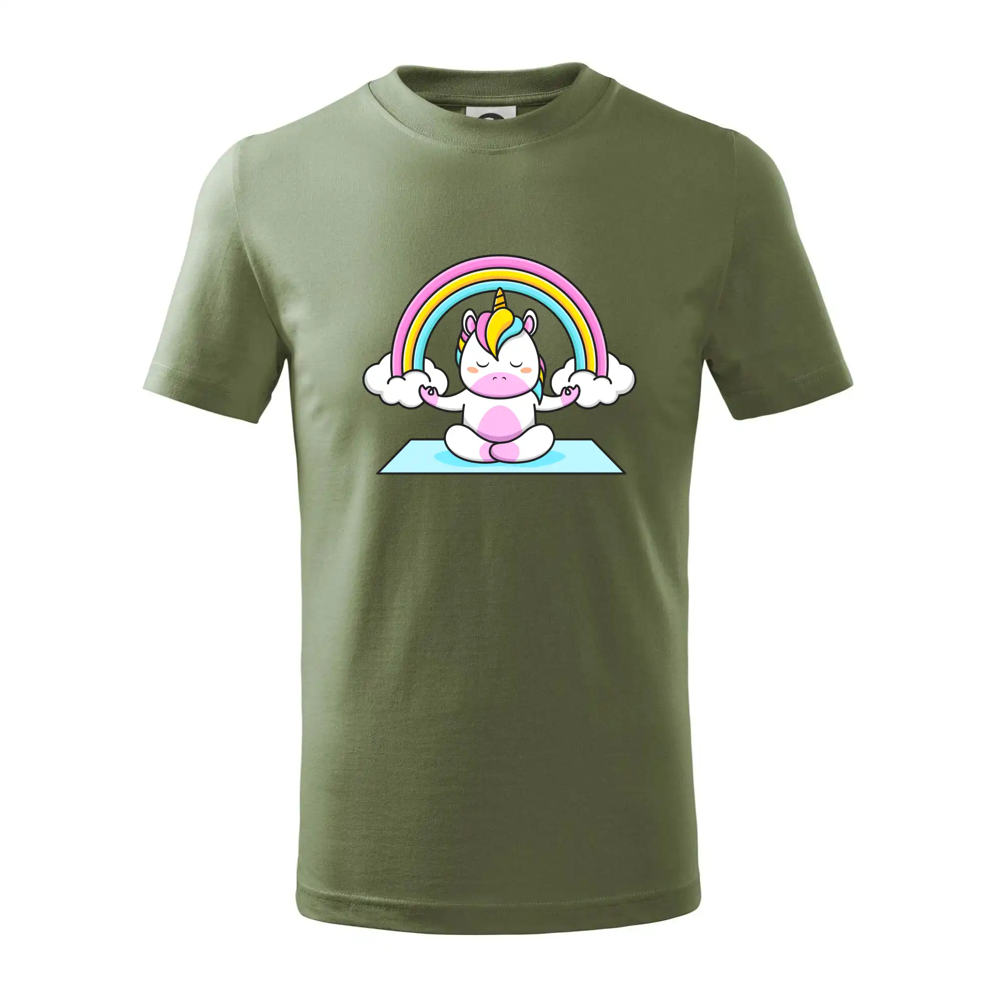 Tričká na jógu - Yoga jednorožec - dúha - Tričko detské bavlnené
