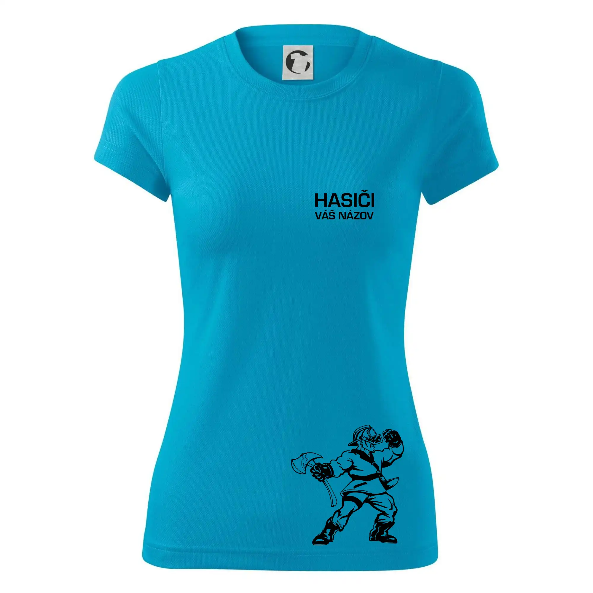 Originálne tričká pre hasičov - Hasič postava - vlastný názov - Dámske Fantasy športové (dresovina)
