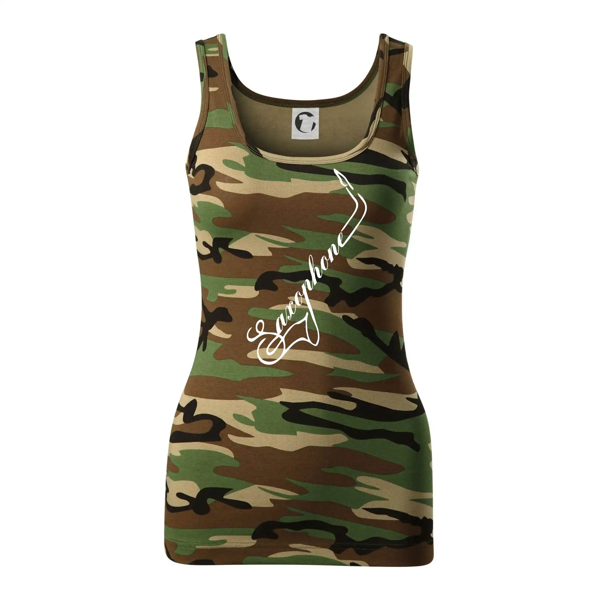 Hudobné tričká - Saxophone nápis - Maskáčové tielko